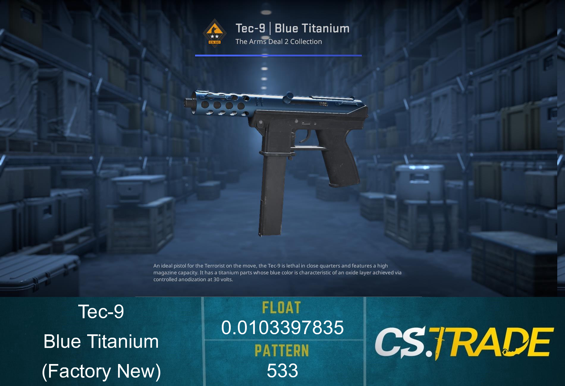 Tec-9 | Blue Titanium (Factory New) Screenshot