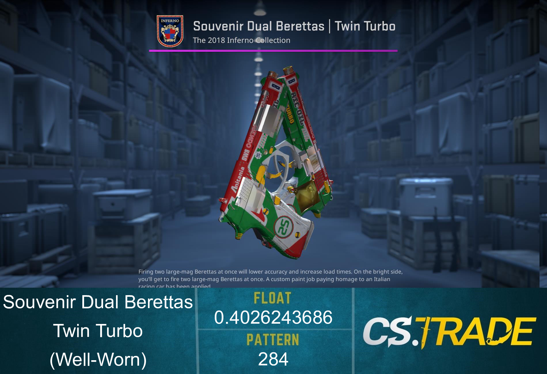 Dual Berettas | Twin Turbo (Well-Worn) Screenshot