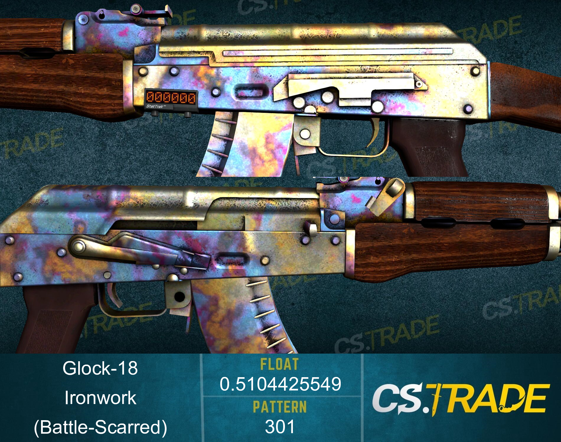 StatTrak™ Glock-18 | Ironwork (Battle-Scarred) Screenshot