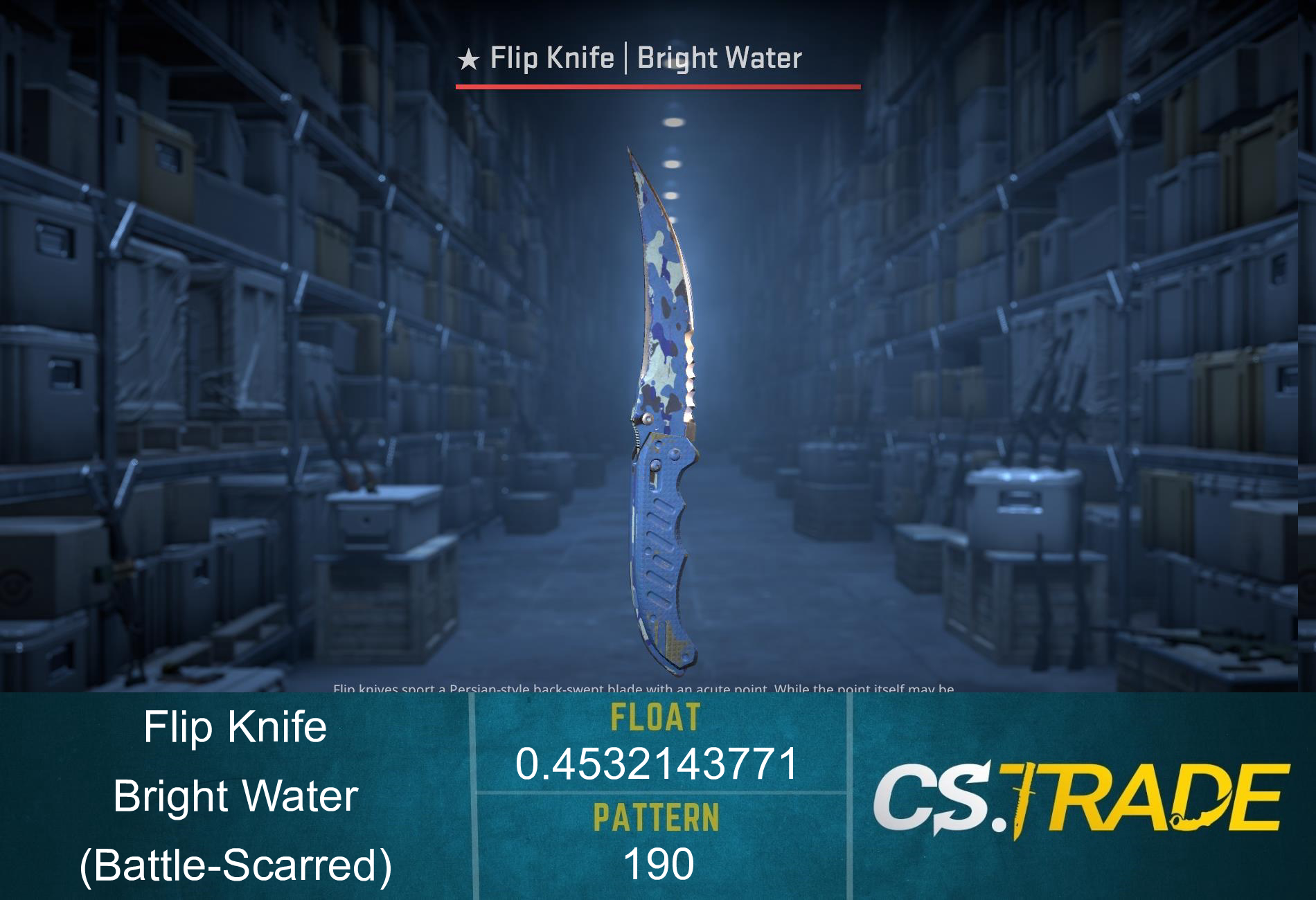★ StatTrak™ Flip Knife | Bright Water (Battle-Scarred) Screenshot