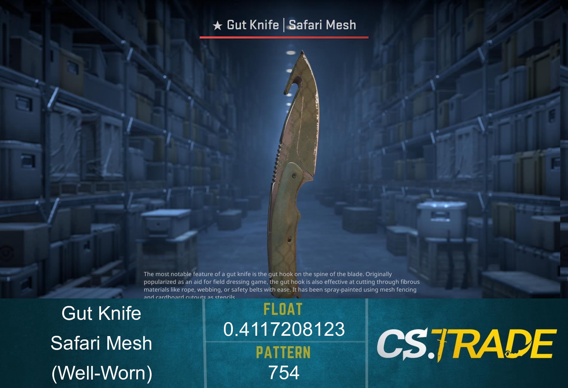 ★ Gut Knife | Safari Mesh (Well-Worn) Screenshot
