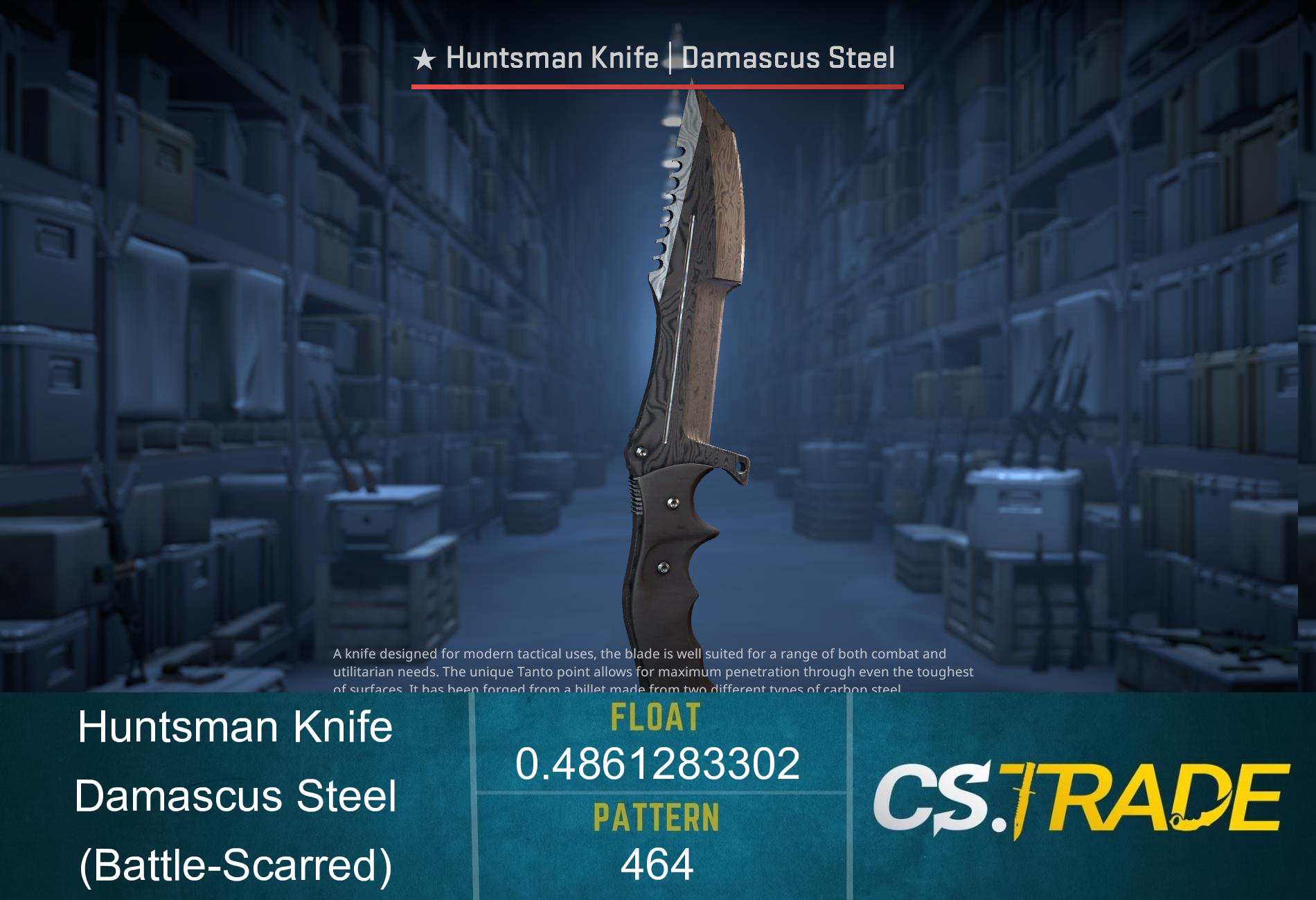 ★ StatTrak™ Huntsman Knife | Damascus Steel (Battle-Scarred) Screenshot