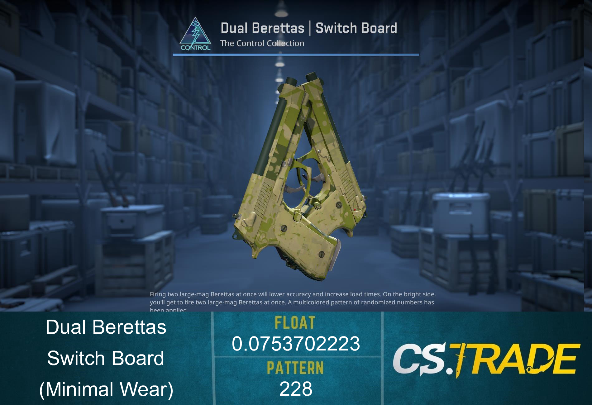 Dual Berettas | Switch Board (Minimal Wear) Screenshot