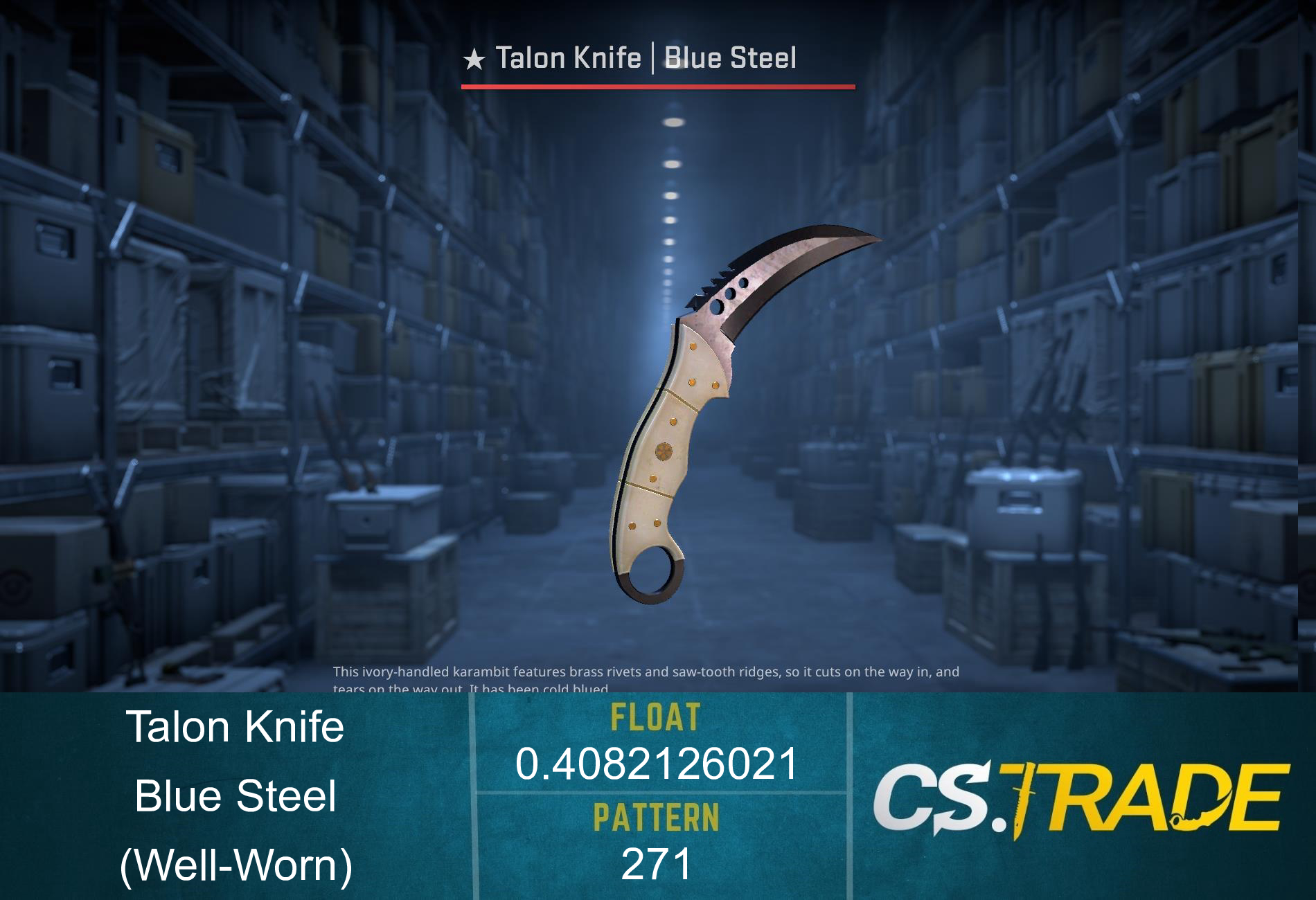 ★ StatTrak™ Talon Knife | Blue Steel (Well-Worn) Screenshot