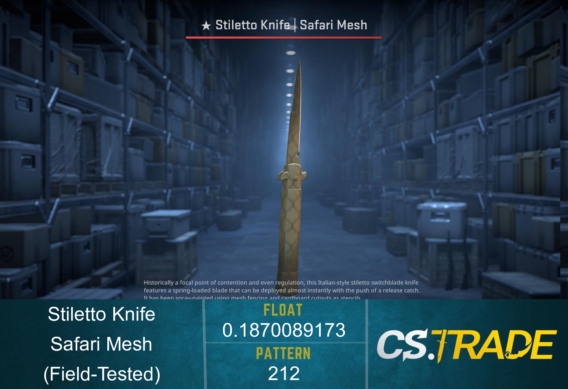 ★ Stiletto Knife | Safari Mesh (Field-Tested) Screenshot