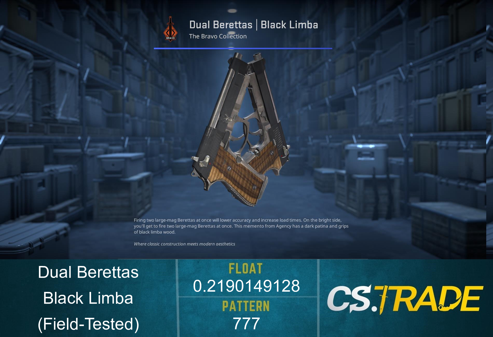 Dual Berettas | Black Limba (Factory New) Screenshot
