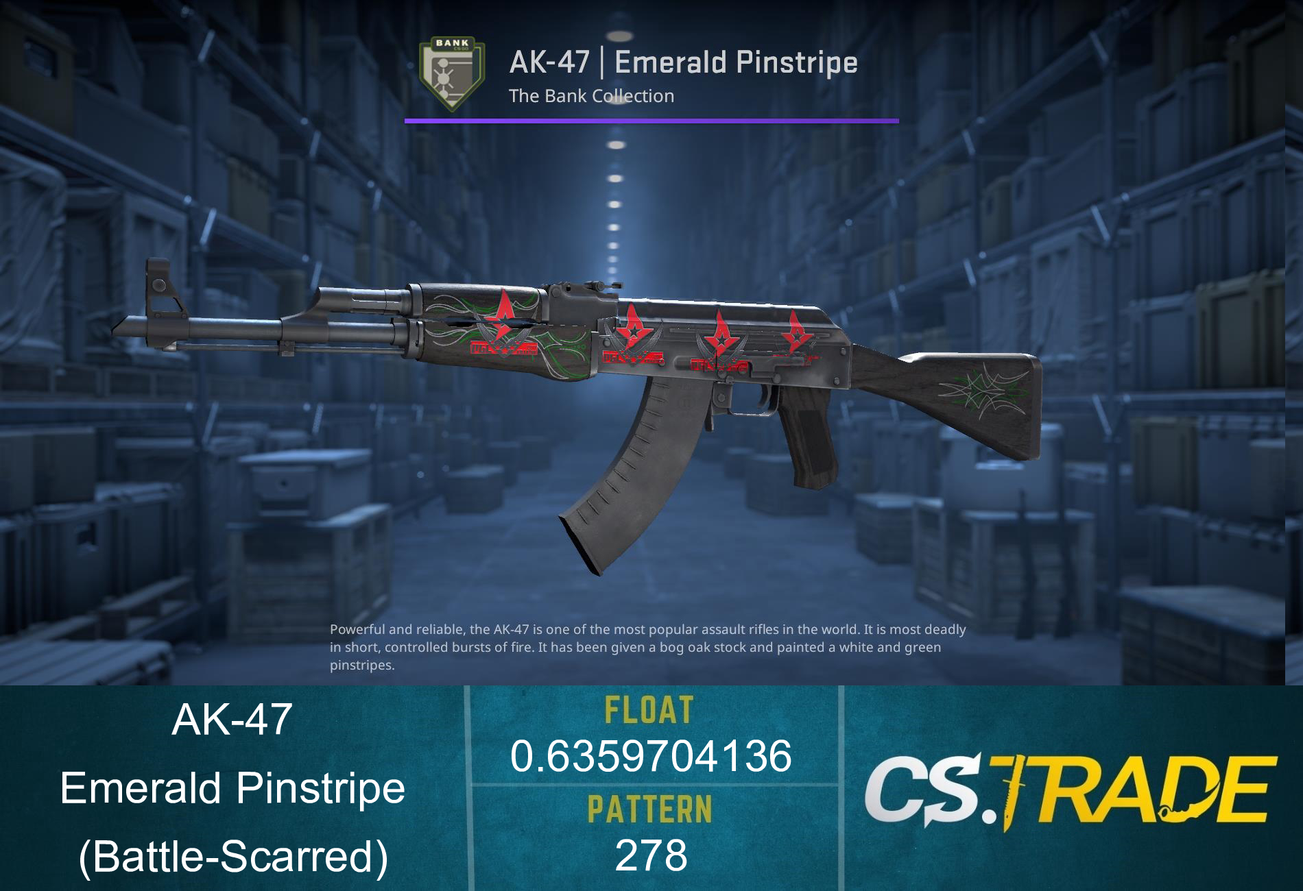 AK-47 | Emerald Pinstripe (Battle-Scarred) Screenshot
