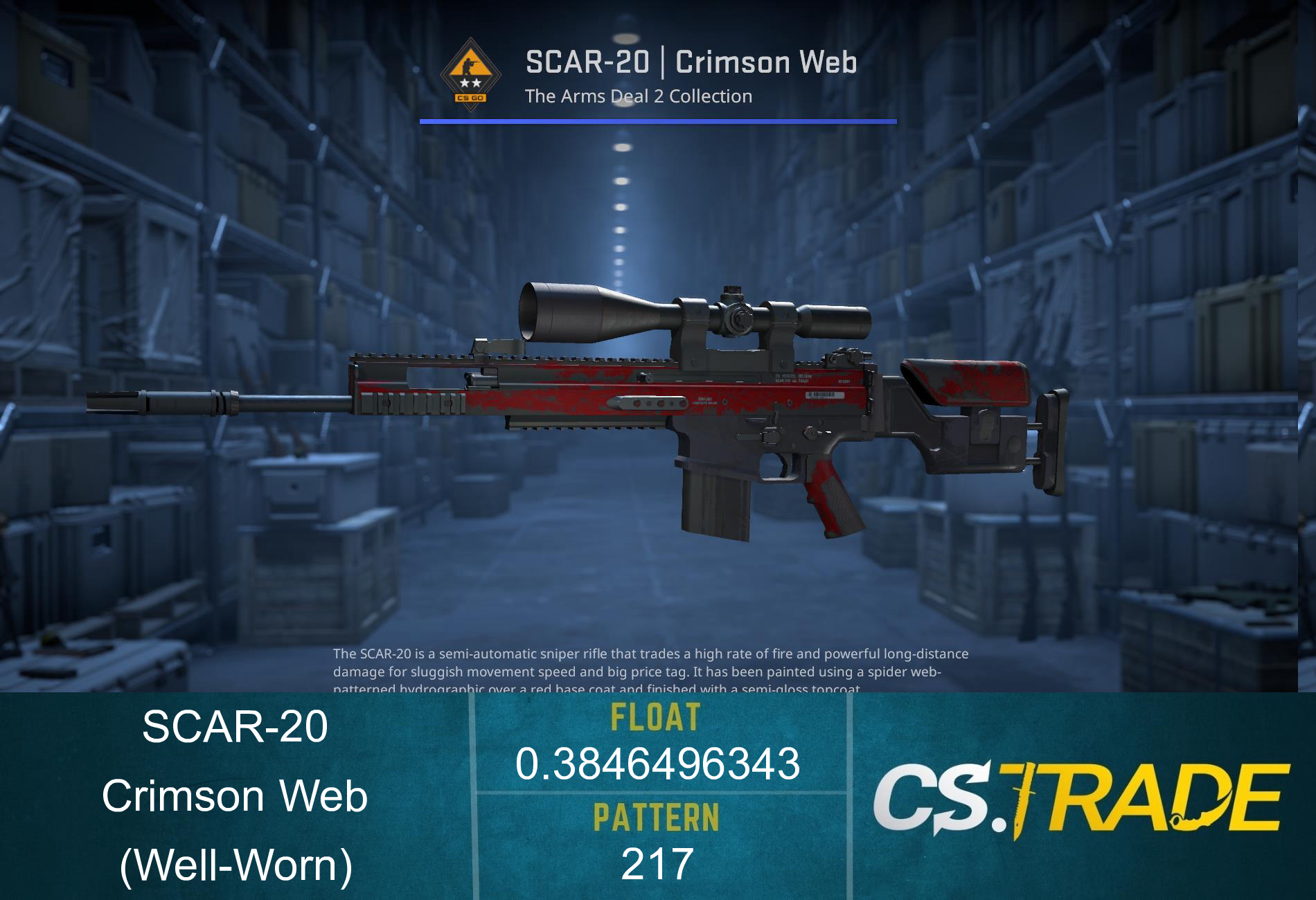 StatTrak™ SCAR-20 | Crimson Web (Well-Worn) Screenshot