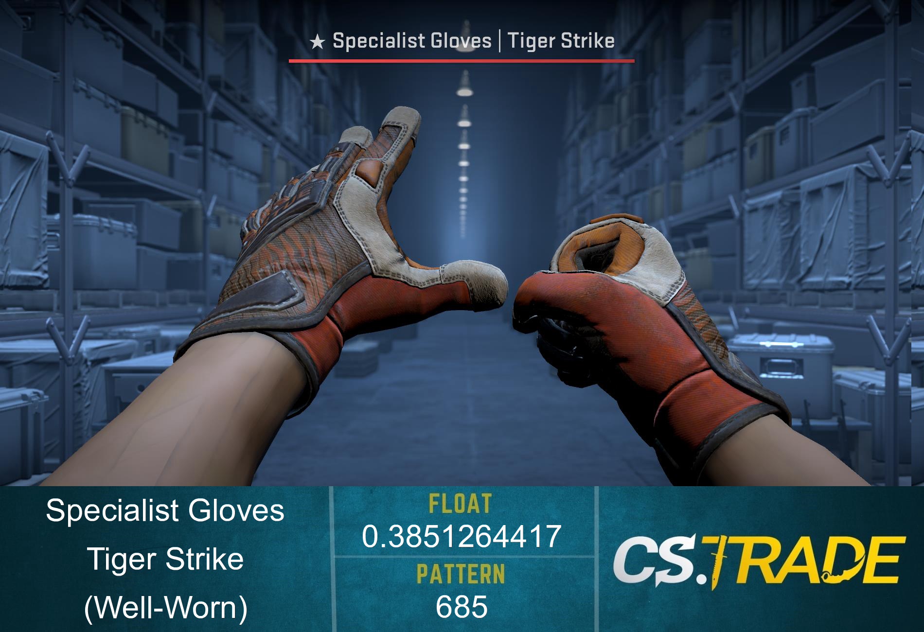 ★ Specialist Gloves | Tiger Strike (Well-Worn) Screenshot