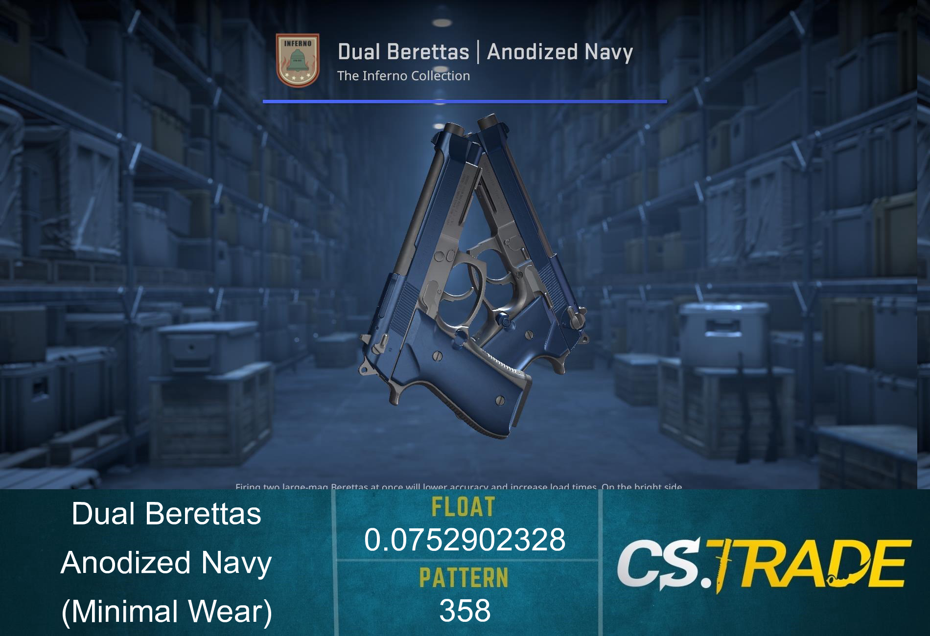 Dual Berettas | Anodized Navy (Minimal Wear) Screenshot