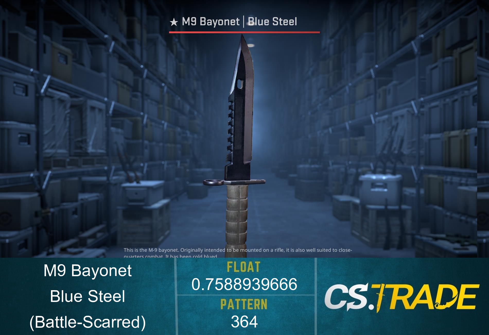 ★ StatTrak™ M9 Bayonet | Blue Steel (Battle-Scarred) Screenshot