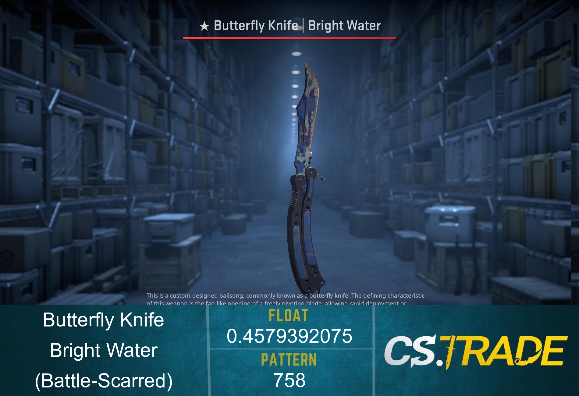 ★ StatTrak™ Butterfly Knife | Bright Water (Battle-Scarred) Screenshot