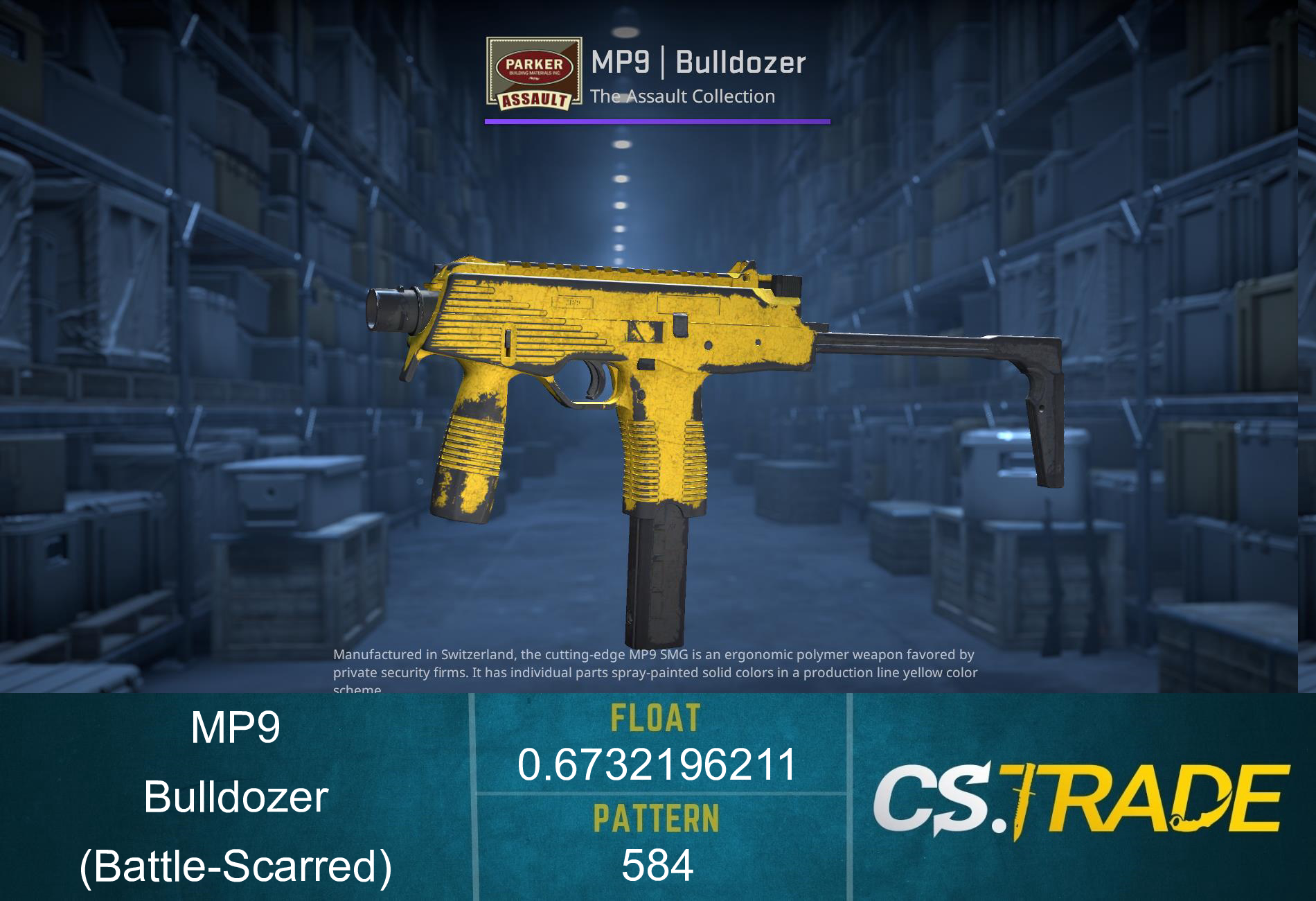 MP9 | Bulldozer (Battle-Scarred) Screenshot