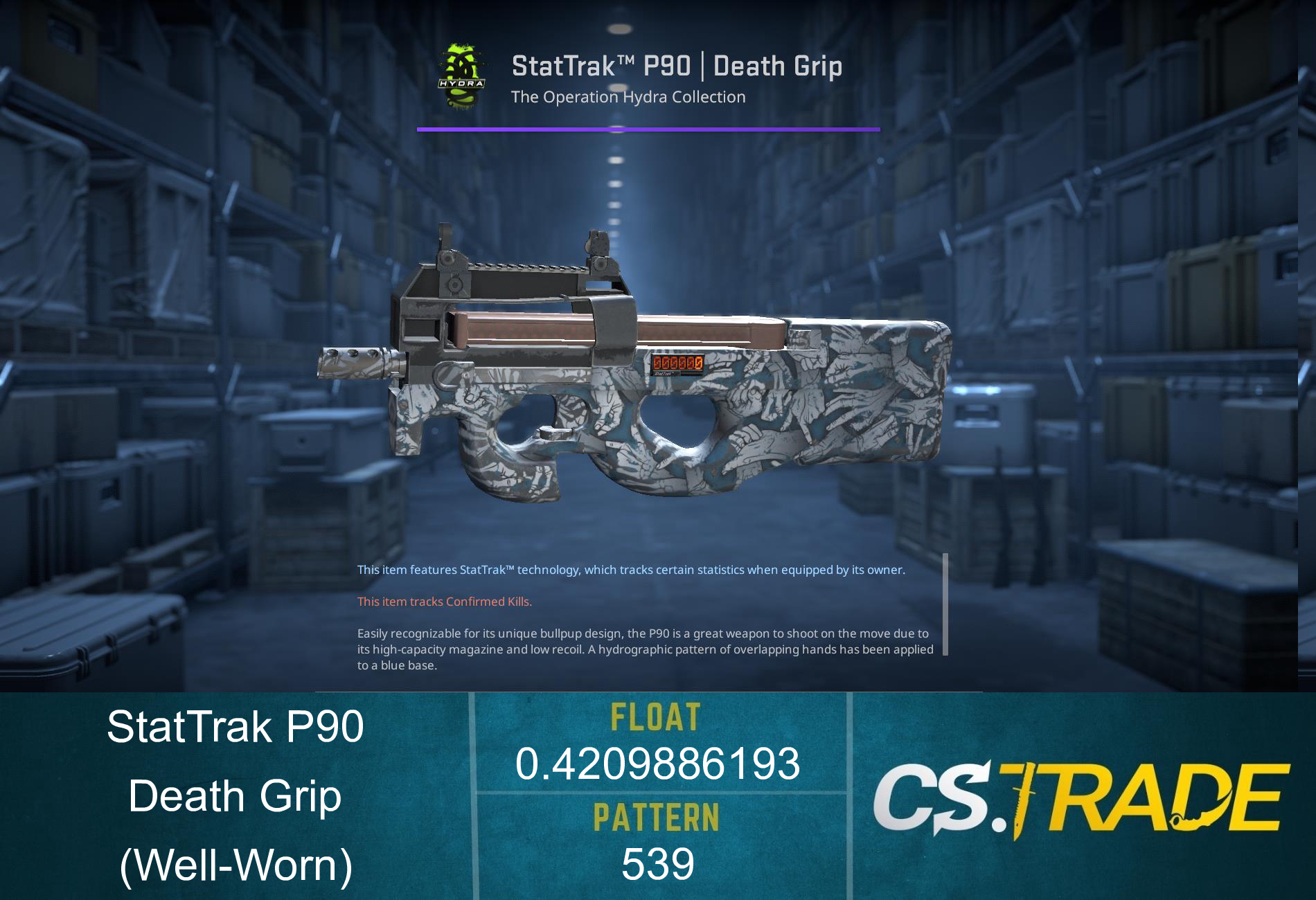 StatTrak™ P90 | Death Grip (Well-Worn) Screenshot