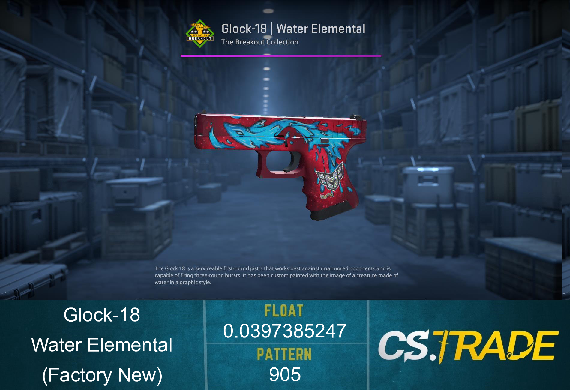 Glock-18 | Water Elemental (Factory New) Screenshot