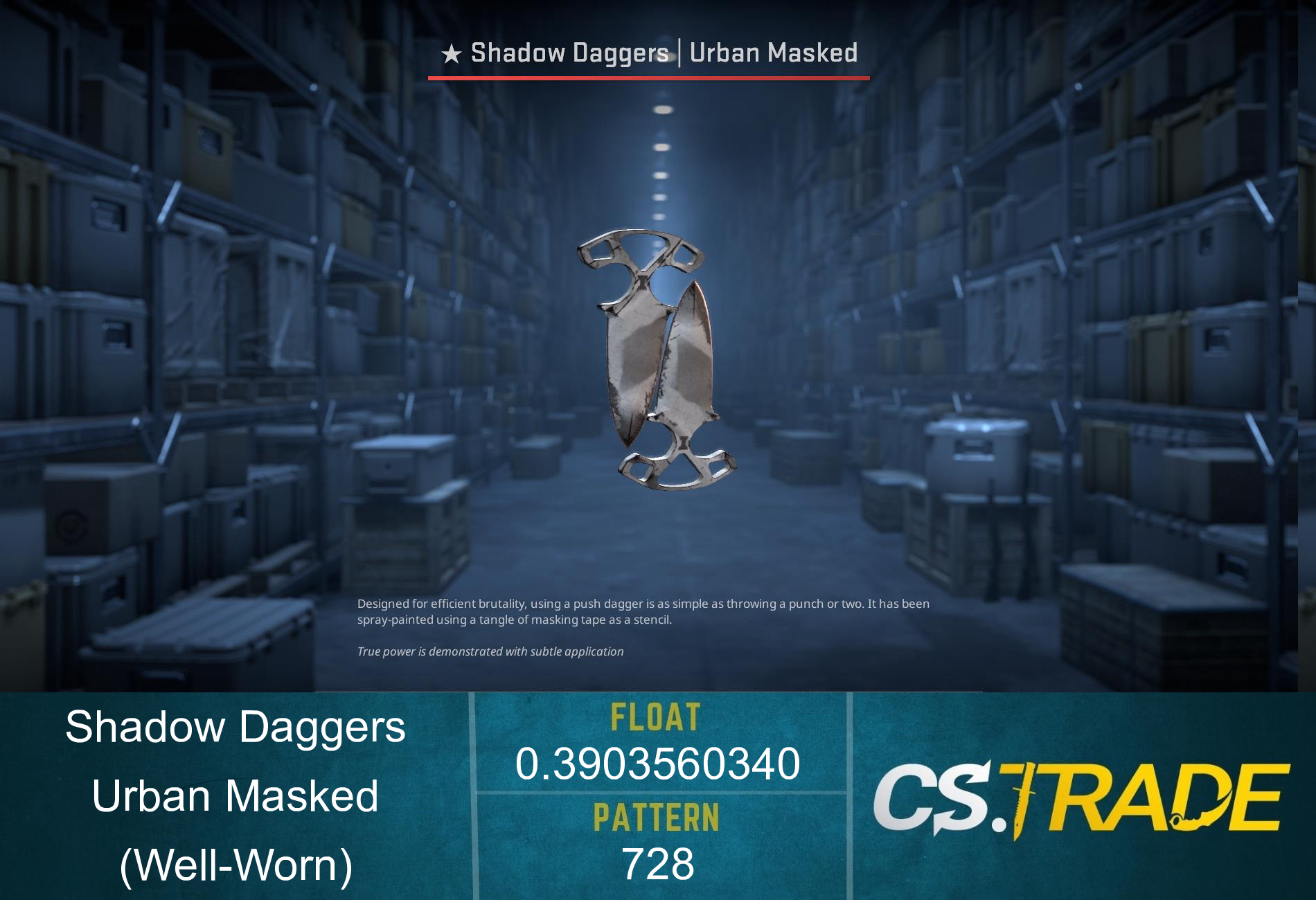 ★ StatTrak™ Shadow Daggers | Urban Masked (Well-Worn) Screenshot