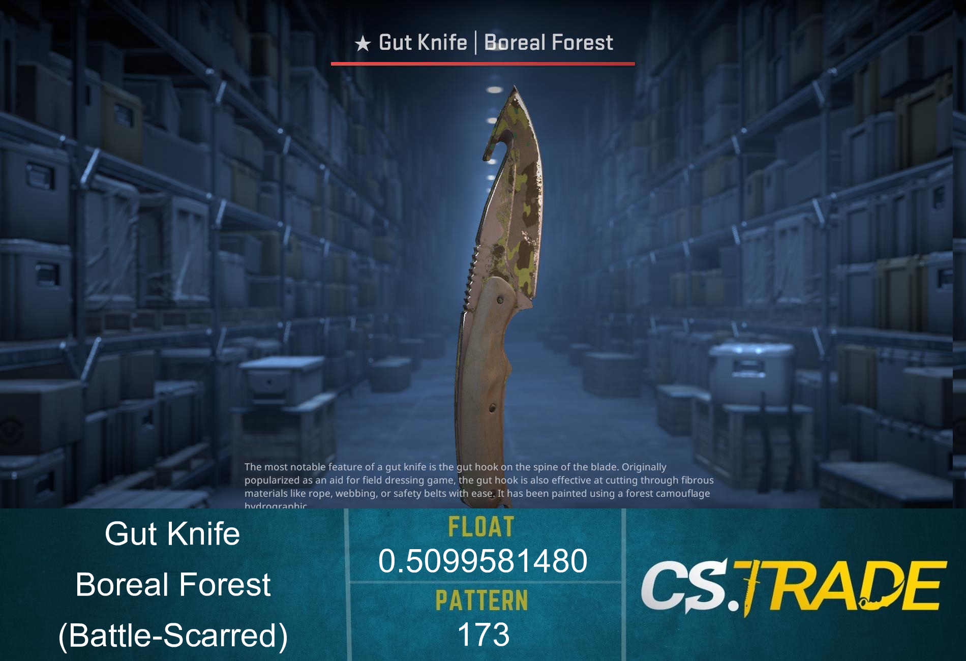 ★ Gut Knife | Boreal Forest (Battle-Scarred) Screenshot