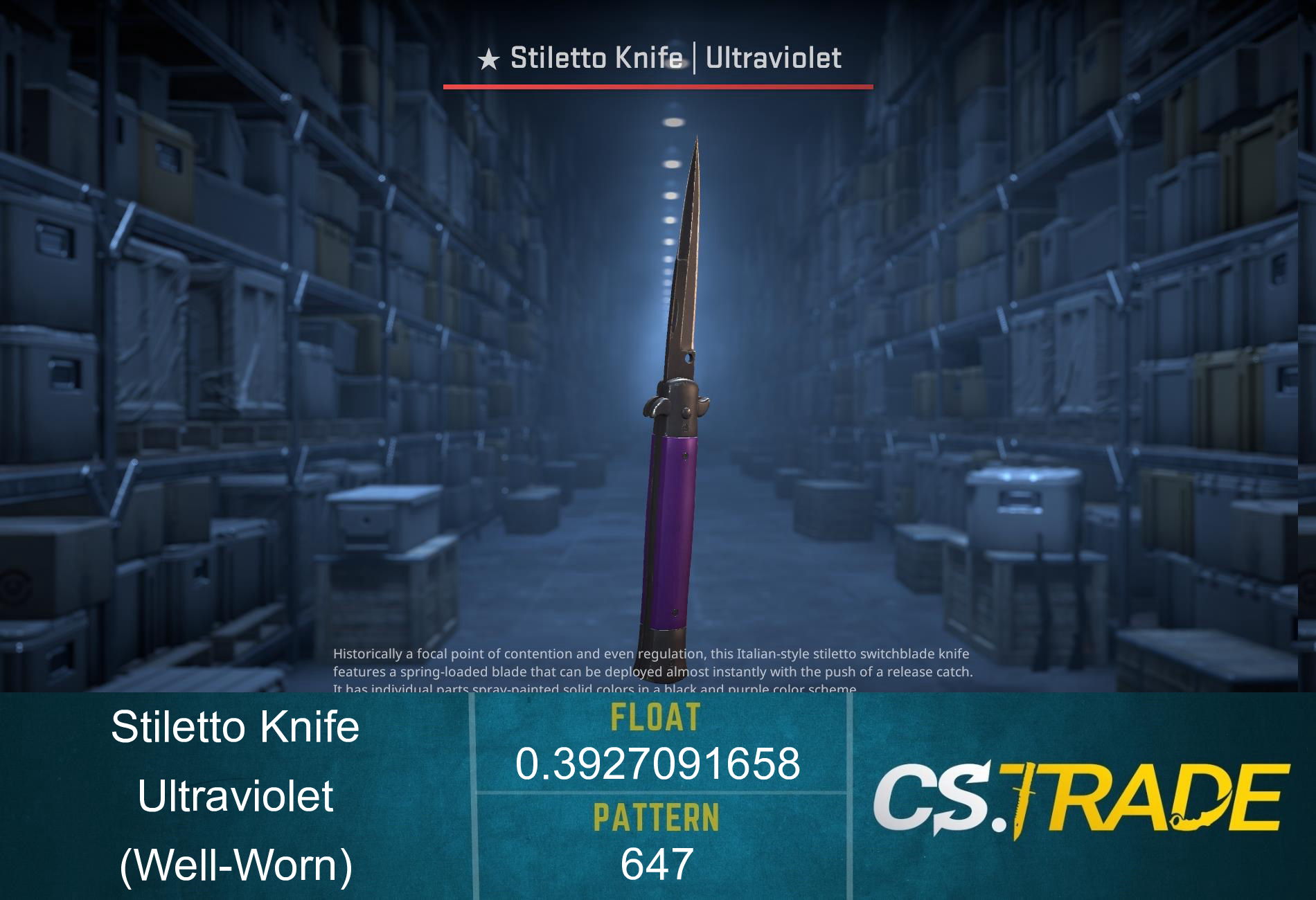 ★ Stiletto Knife | Ultraviolet (Well-Worn) Screenshot