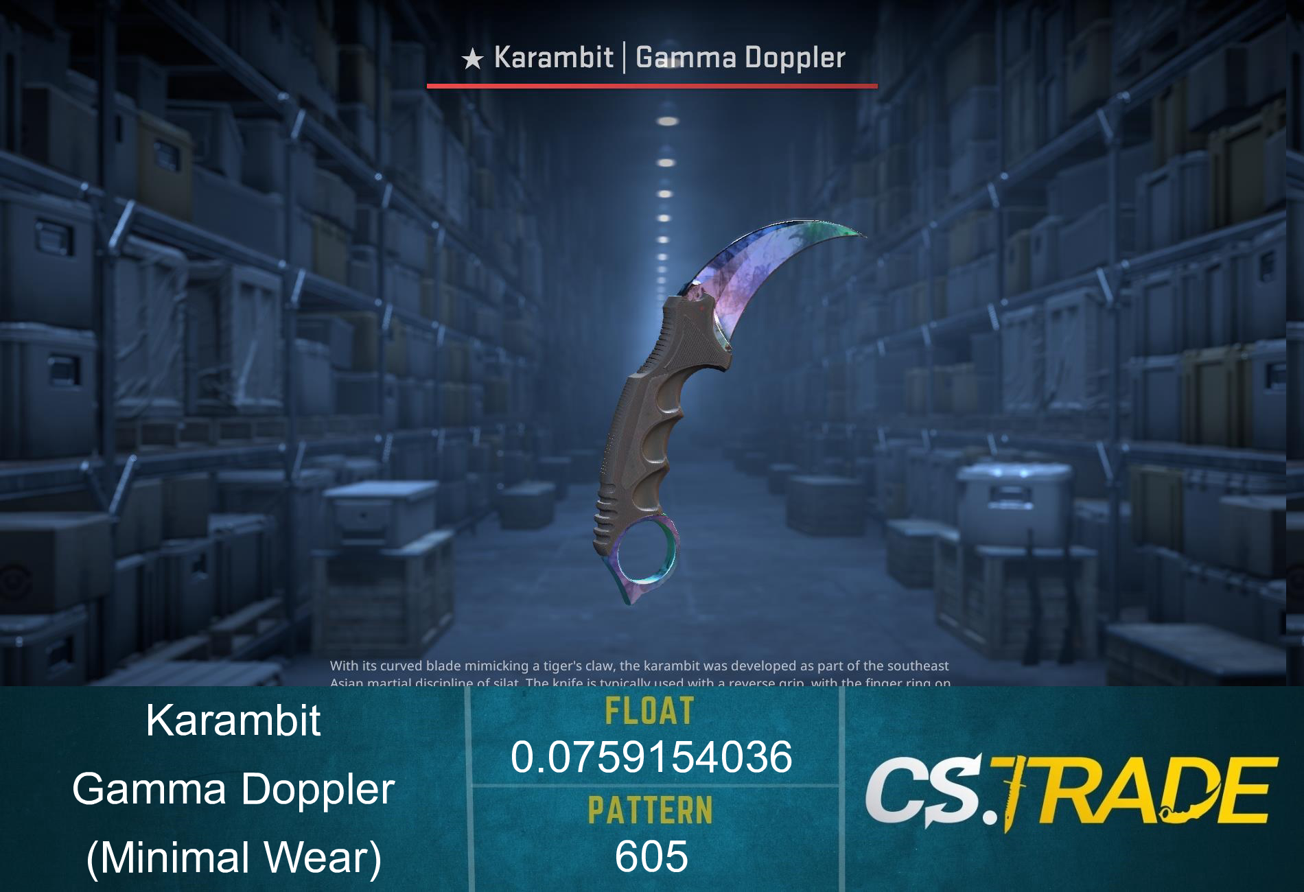 ★ StatTrak™ Karambit | Gamma Doppler (Minimal Wear) Screenshot