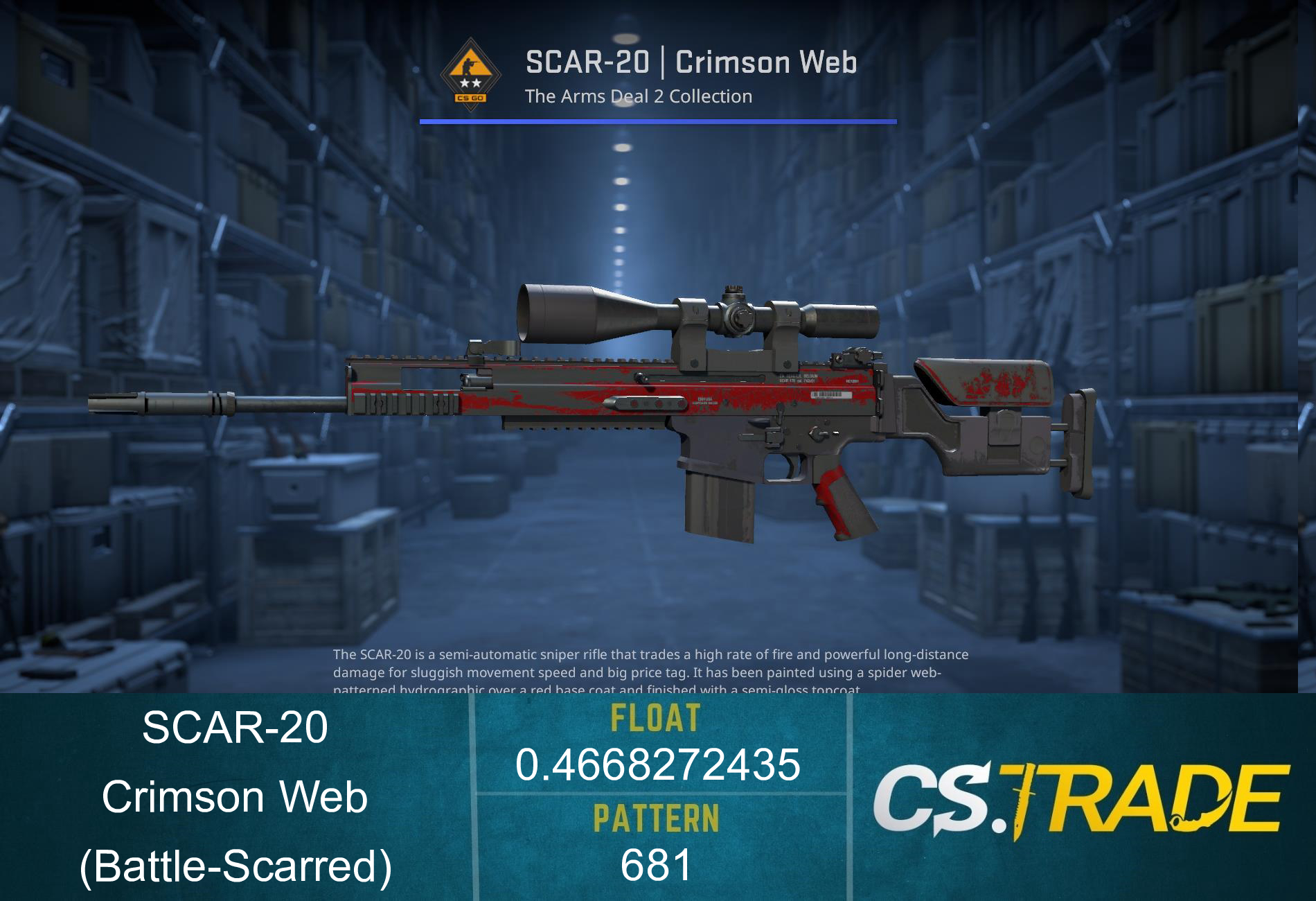 SCAR-20 | Crimson Web (Battle-Scarred) Screenshot