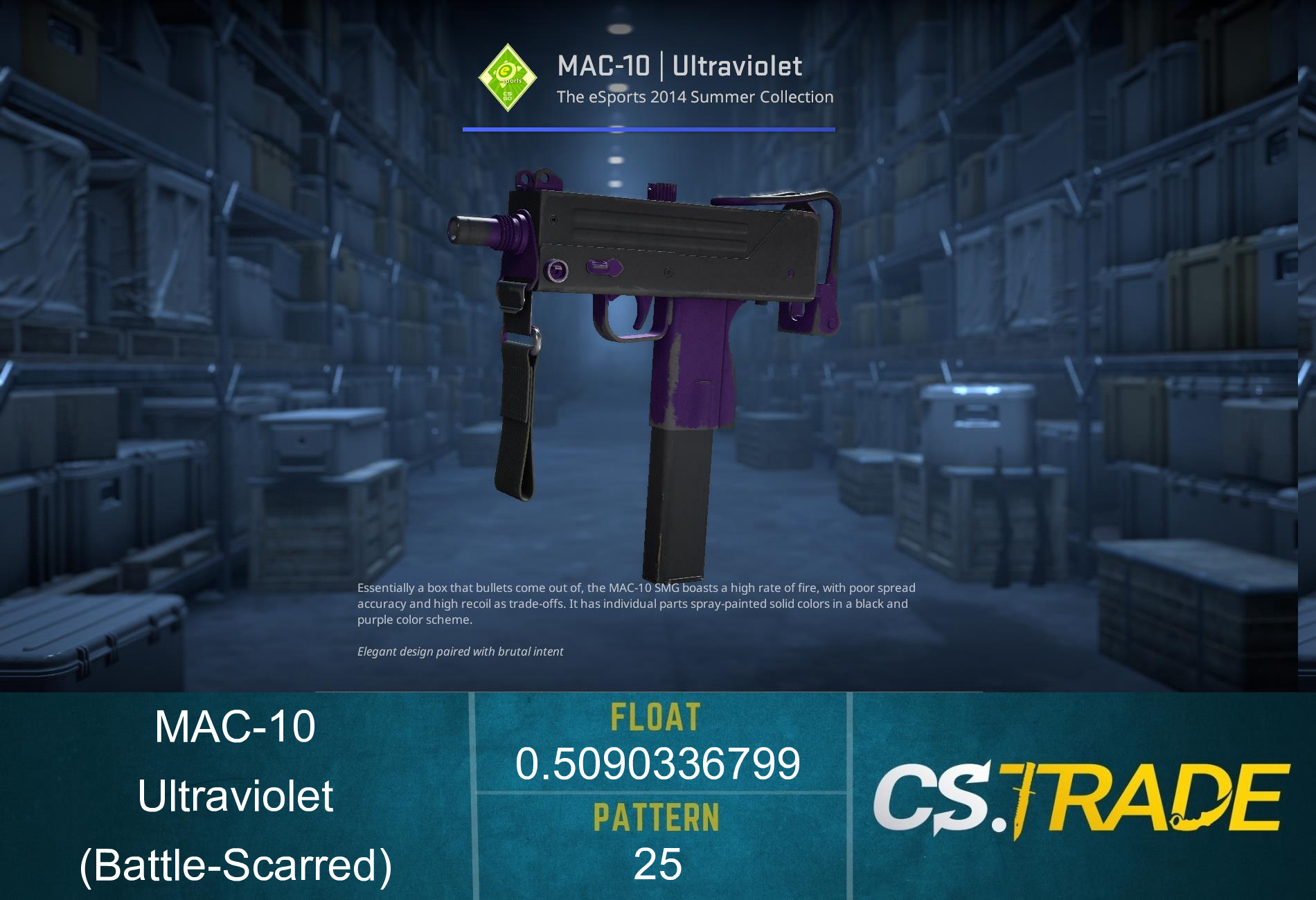 MAC-10 | Ultraviolet (Battle-Scarred)