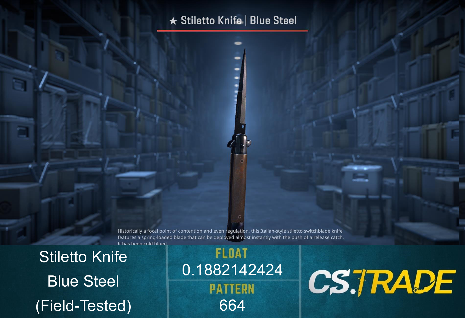 ★ Stiletto Knife | Blue Steel (Field-Tested) Screenshot