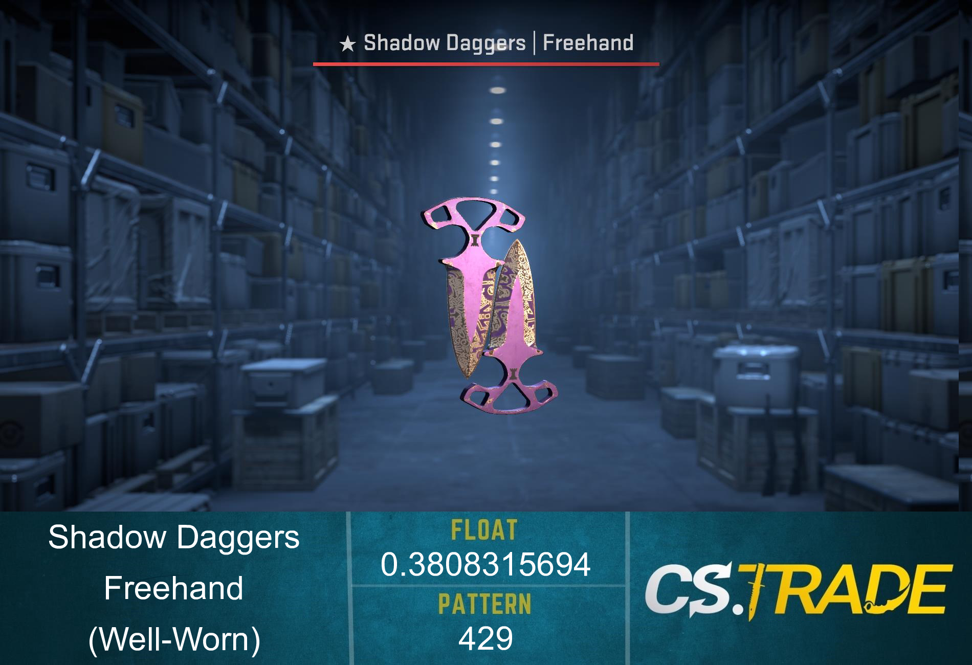 ★ StatTrak™ Shadow Daggers | Freehand (Well-Worn) Screenshot