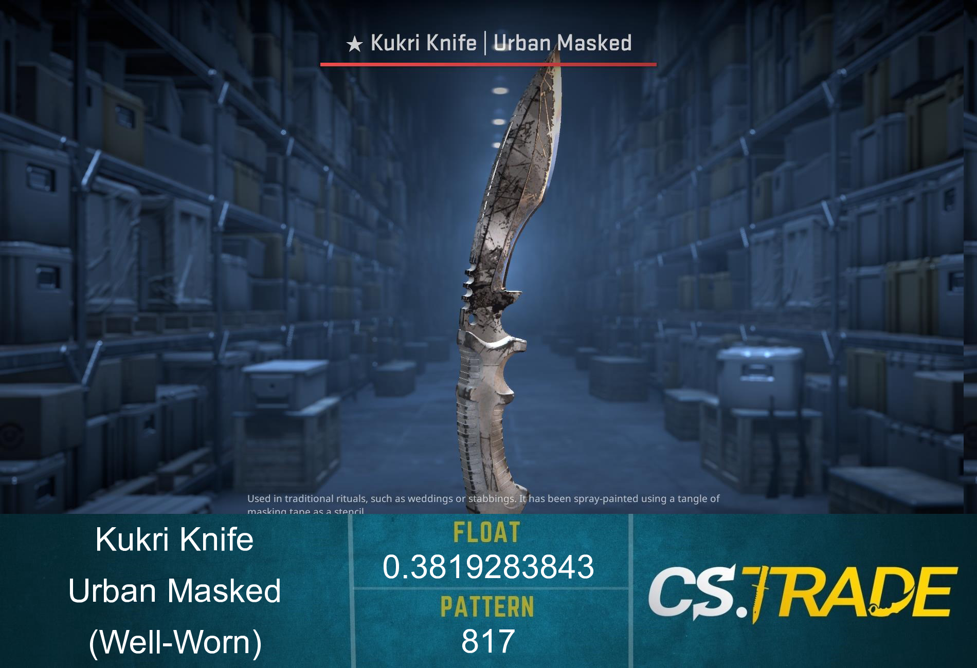 ★ Kukri Knife | Urban Masked (Well-Worn) Screenshot