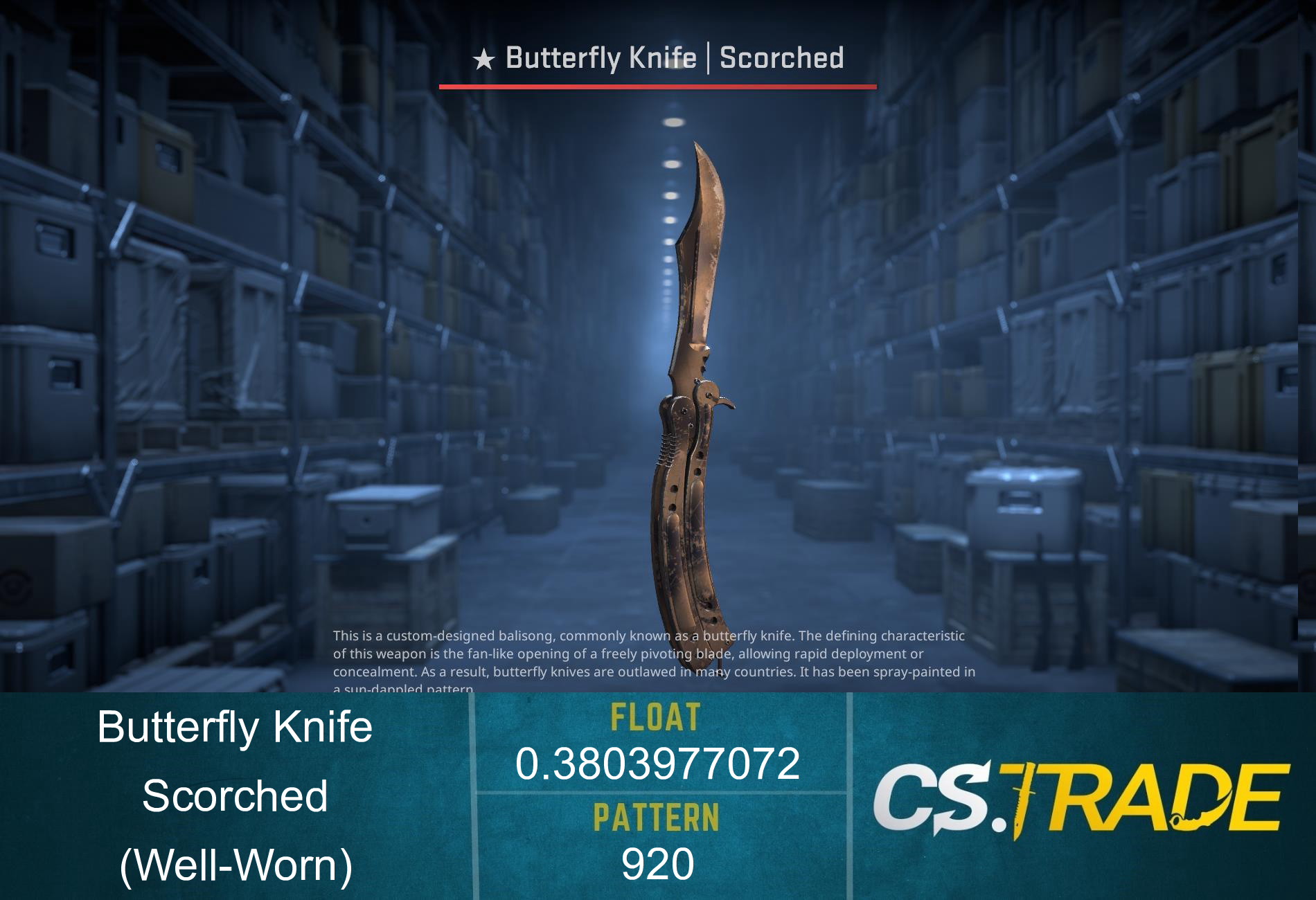 ★ StatTrak™ Butterfly Knife | Scorched (Well-Worn) Screenshot