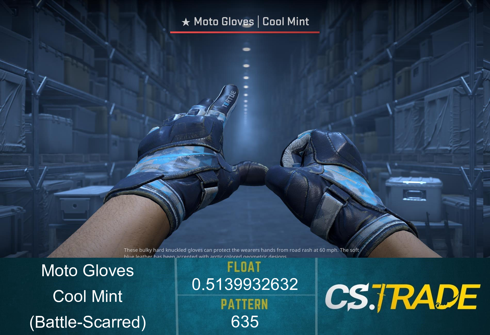 ★ Moto Gloves | Cool Mint (Battle-Scarred) Screenshot