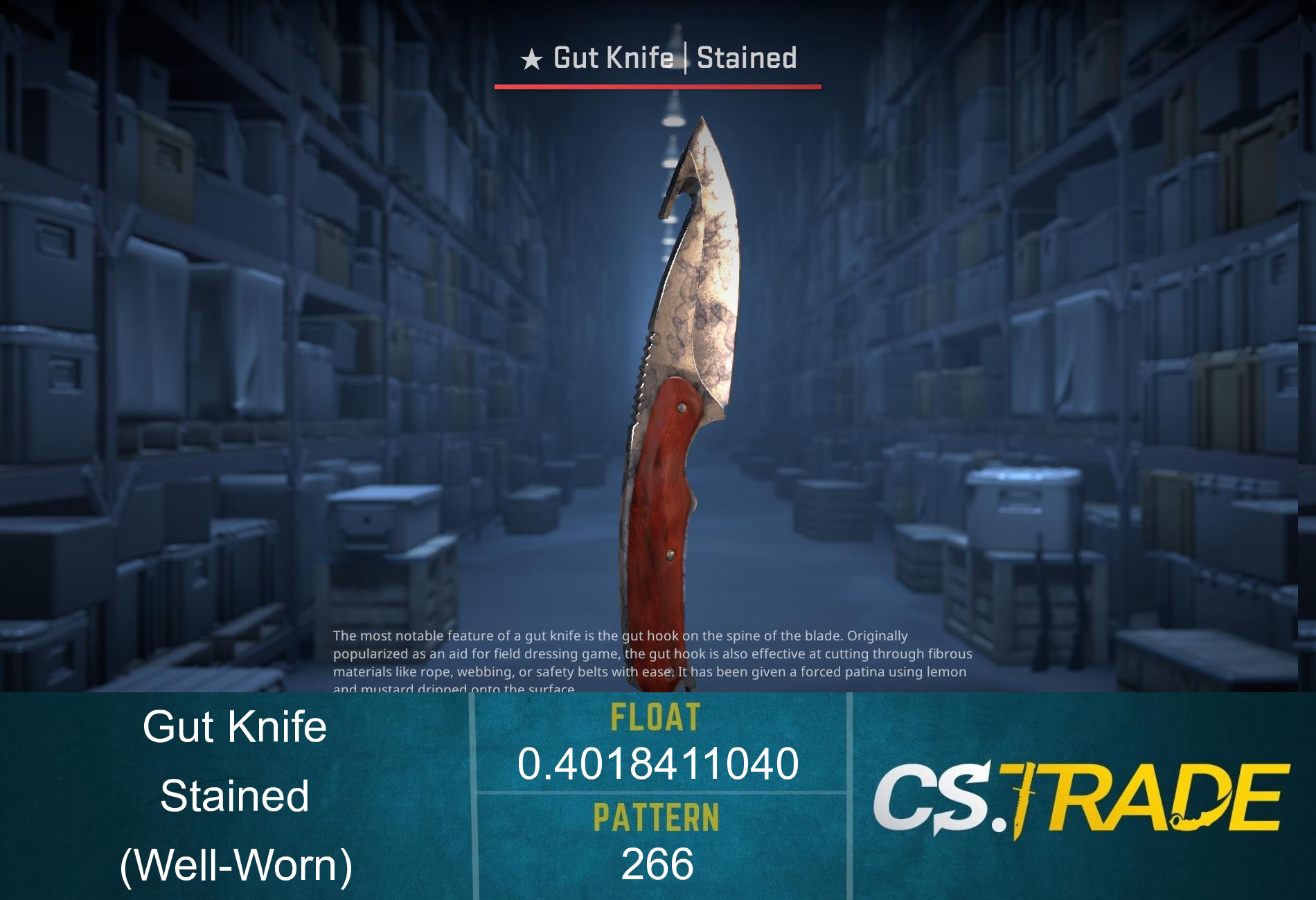 ★ StatTrak™ Gut Knife | Stained (Well-Worn) Screenshot
