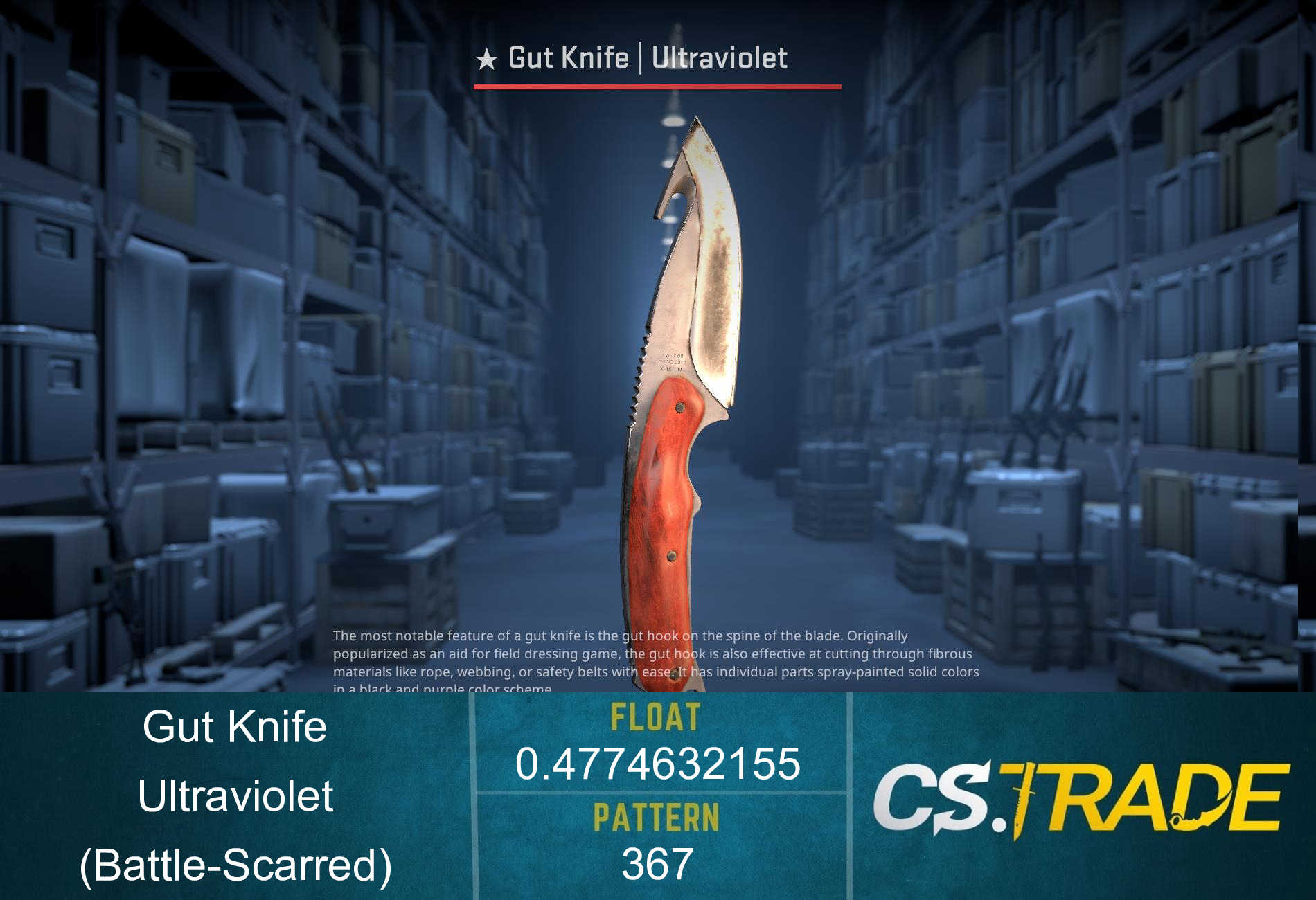 ★ Gut Knife | Ultraviolet (Battle-Scarred) Screenshot