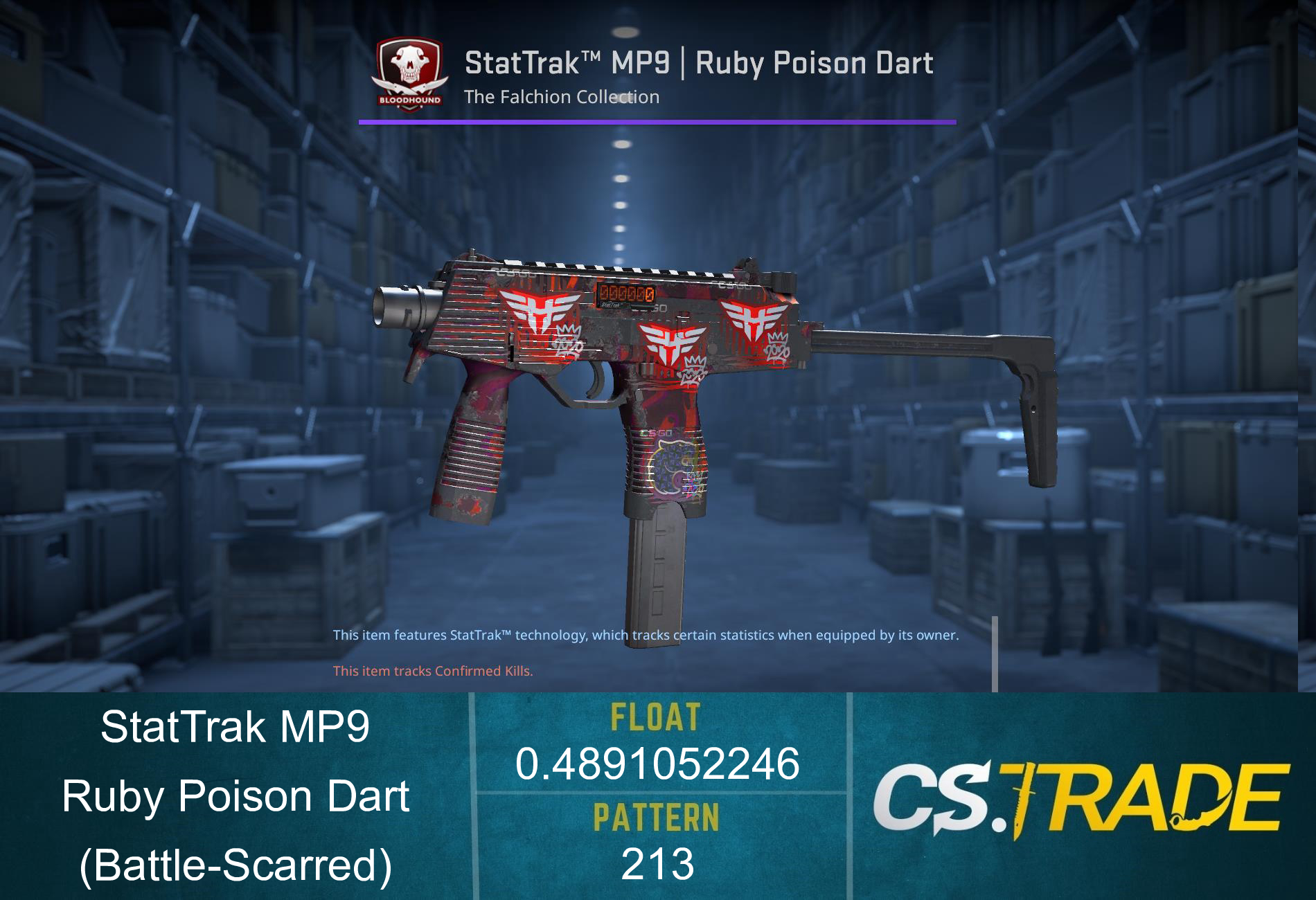 MP9 | Ruby Poison Dart (Battle-Scarred) Screenshot