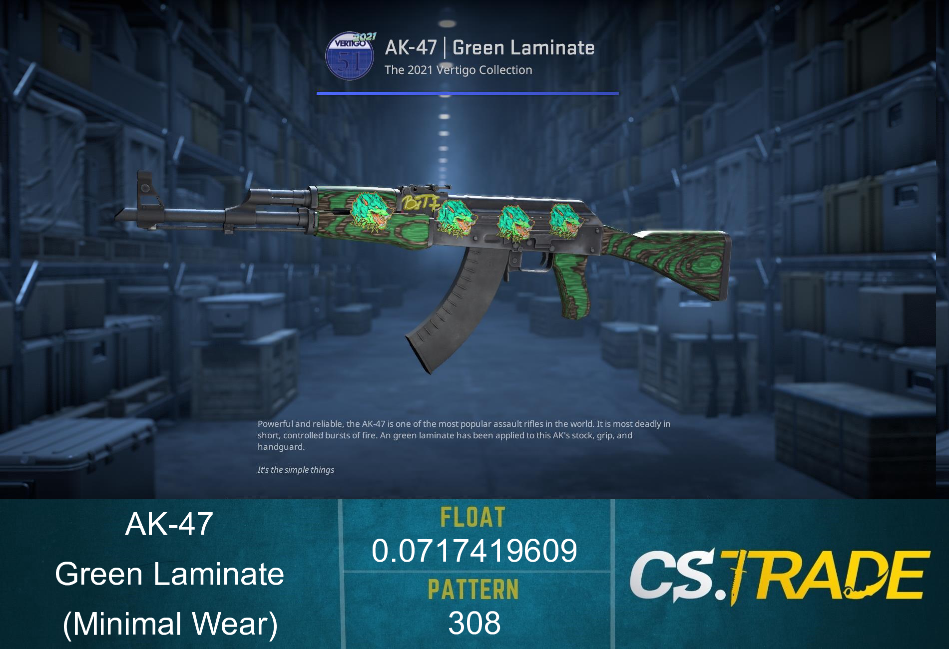 Souvenir AK-47 | Green Laminate (Minimal Wear) Screenshot