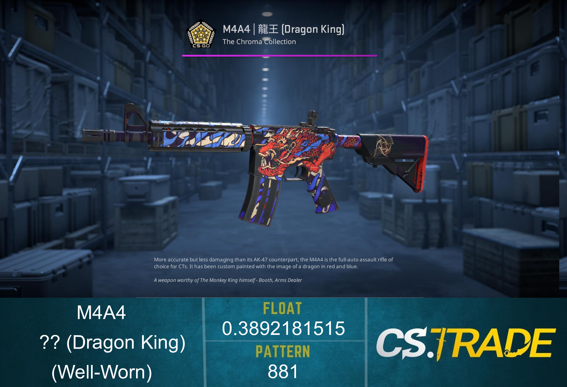 StatTrak™ M4A4 | 龍王 (Dragon King) (Well-Worn) Screenshot