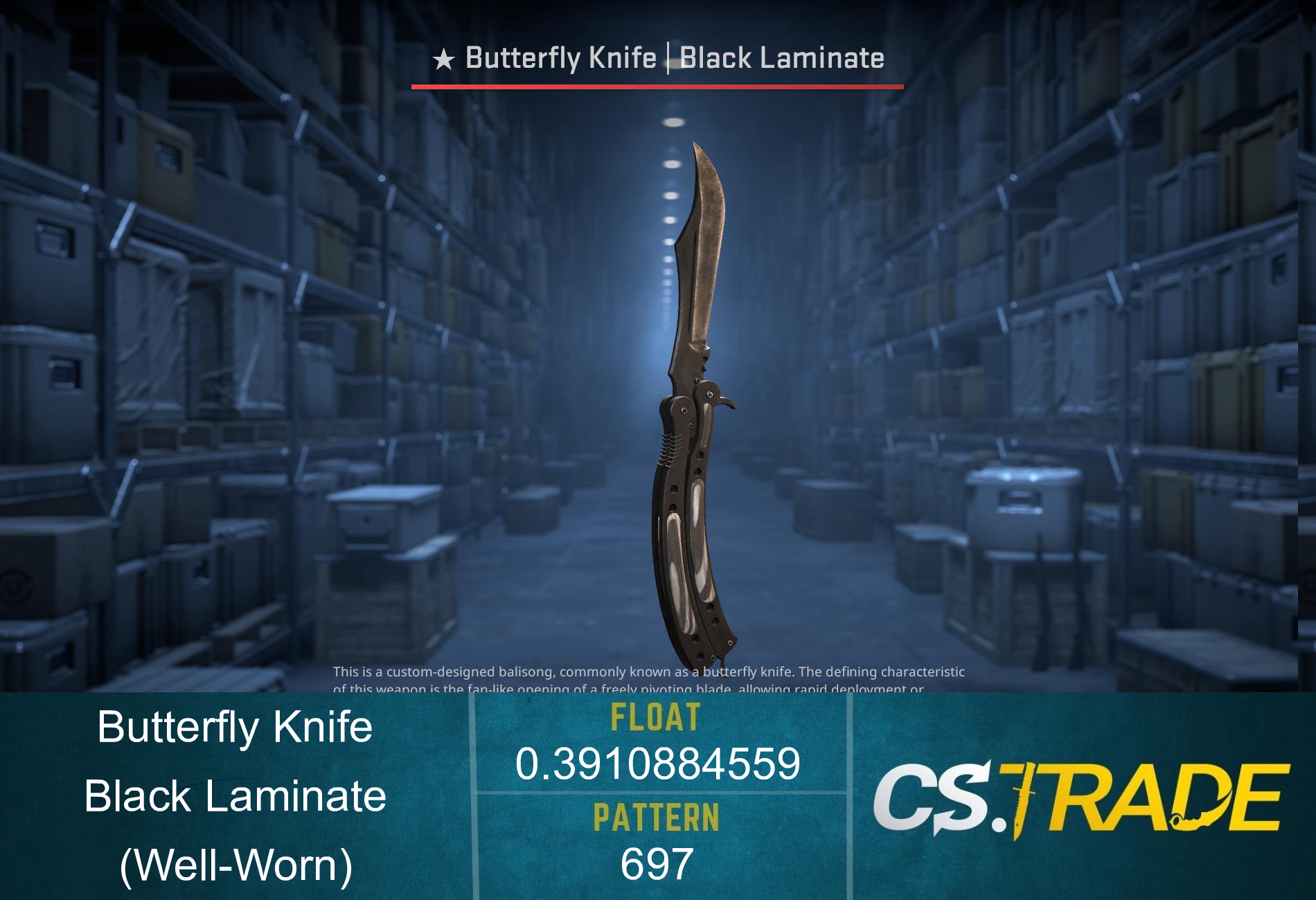 ★ Butterfly Knife | Black Laminate (Well-Worn) Screenshot