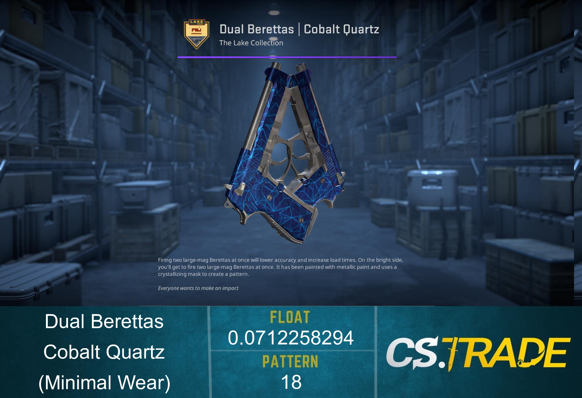 Dual Berettas | Cobalt Quartz (Factory New) Screenshot