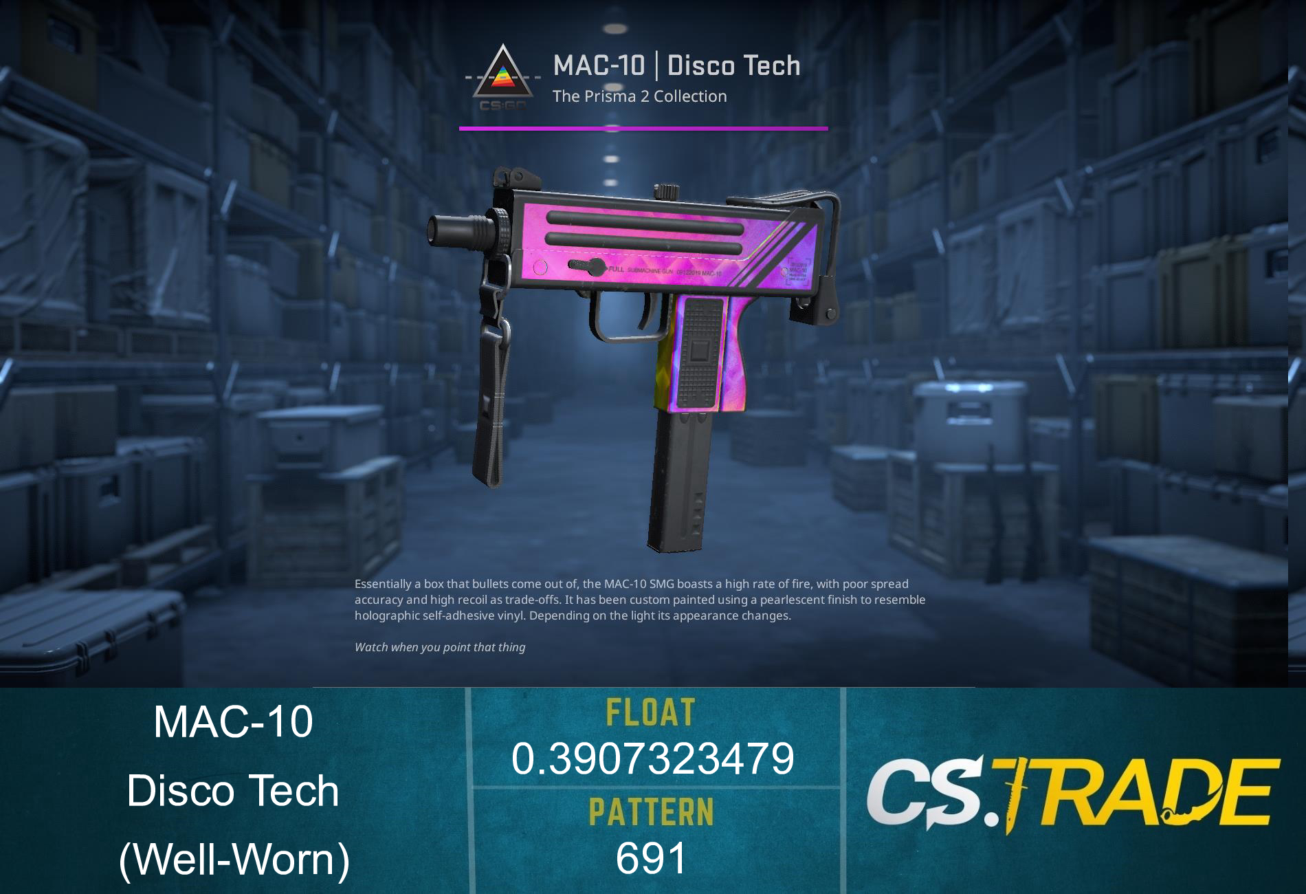 MAC-10 | Disco Tech (Well-Worn) Screenshot