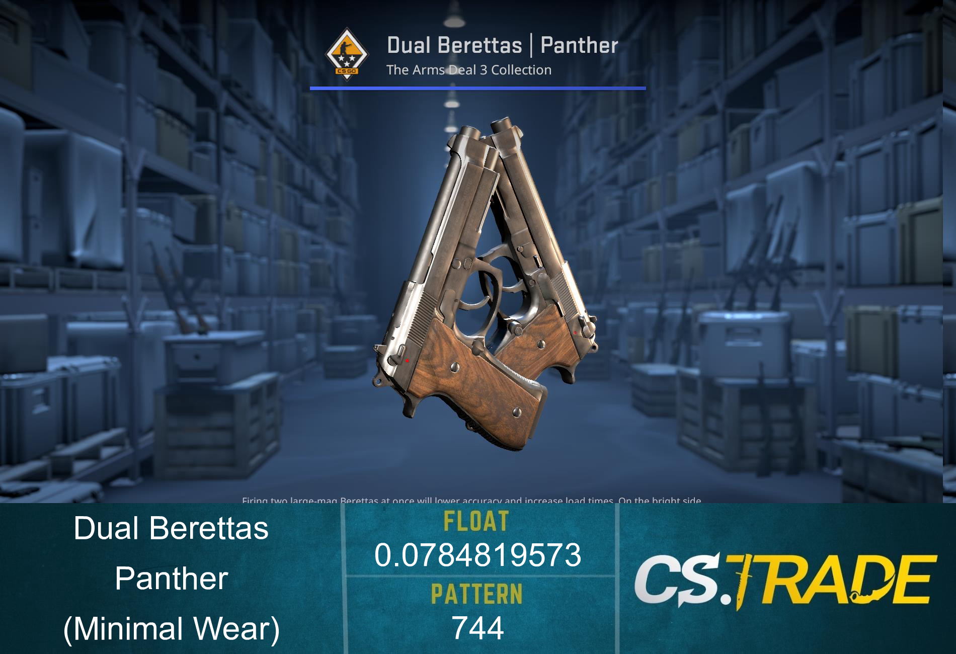 StatTrak™ Dual Berettas | Panther (Minimal Wear) Screenshot