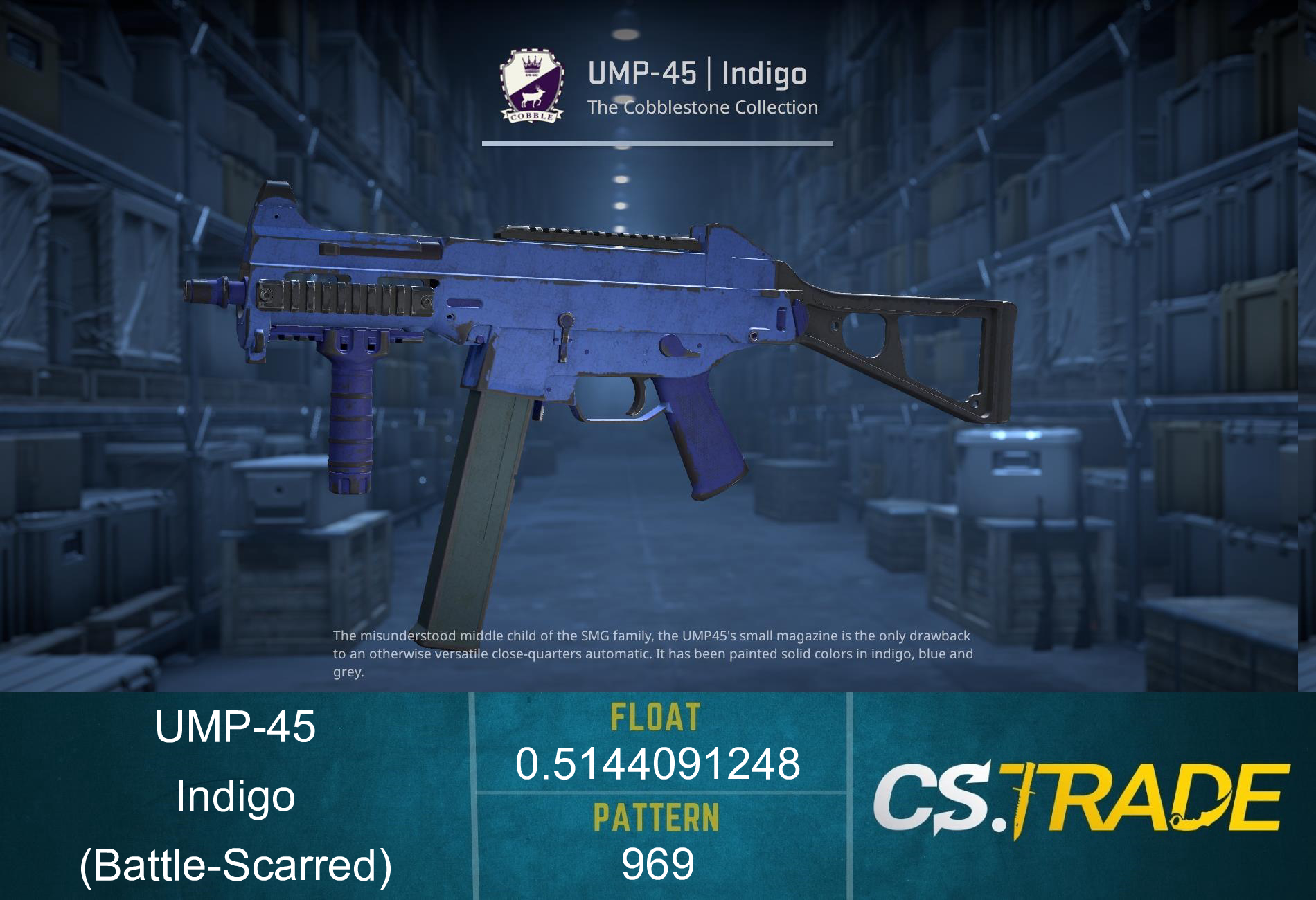 Souvenir UMP-45 | Indigo (Battle-Scarred) Screenshot