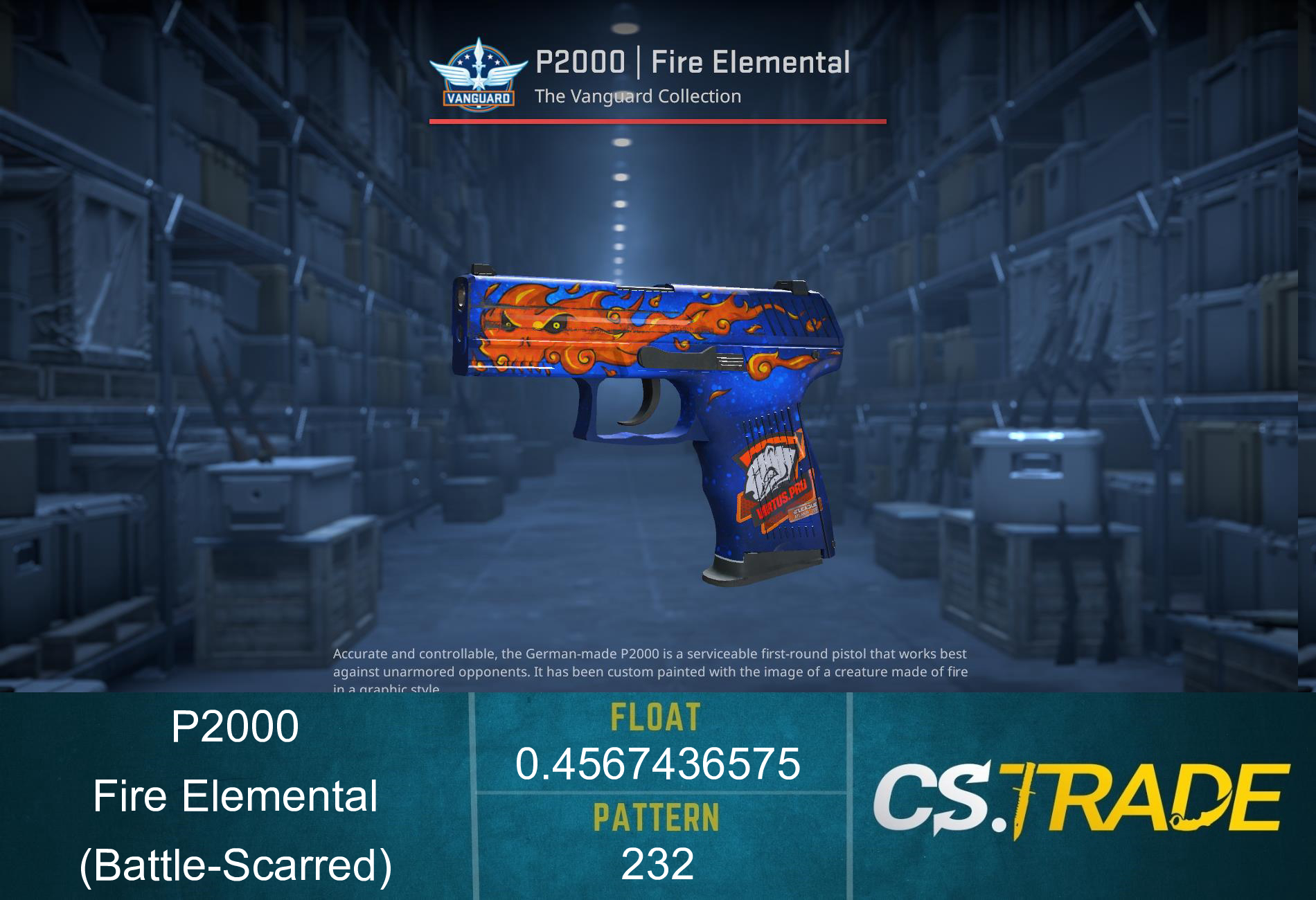 P2000 | Fire Elemental (Battle-Scarred) Screenshot