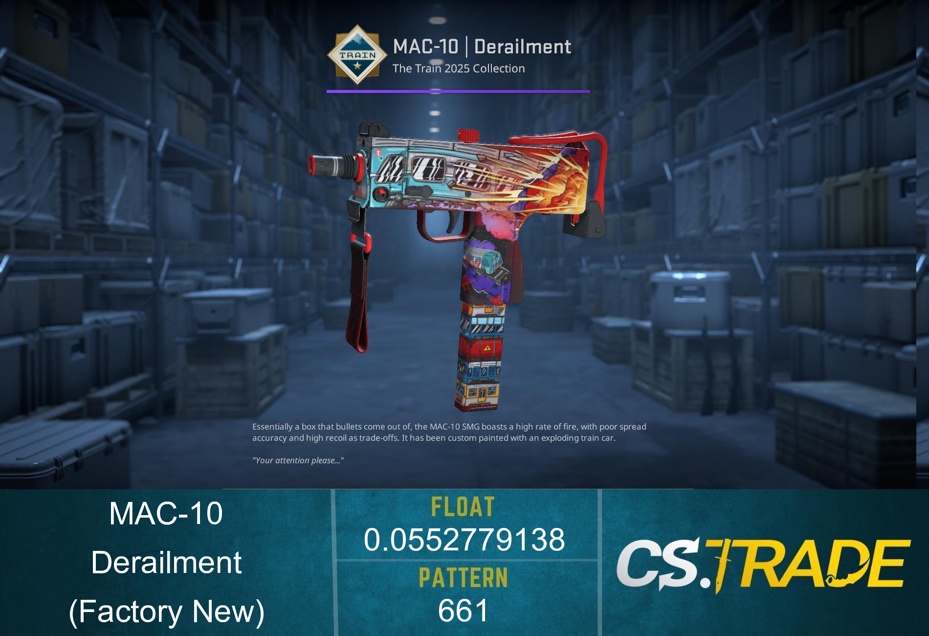 MAC-10 | Derailment (Factory New) Screenshot