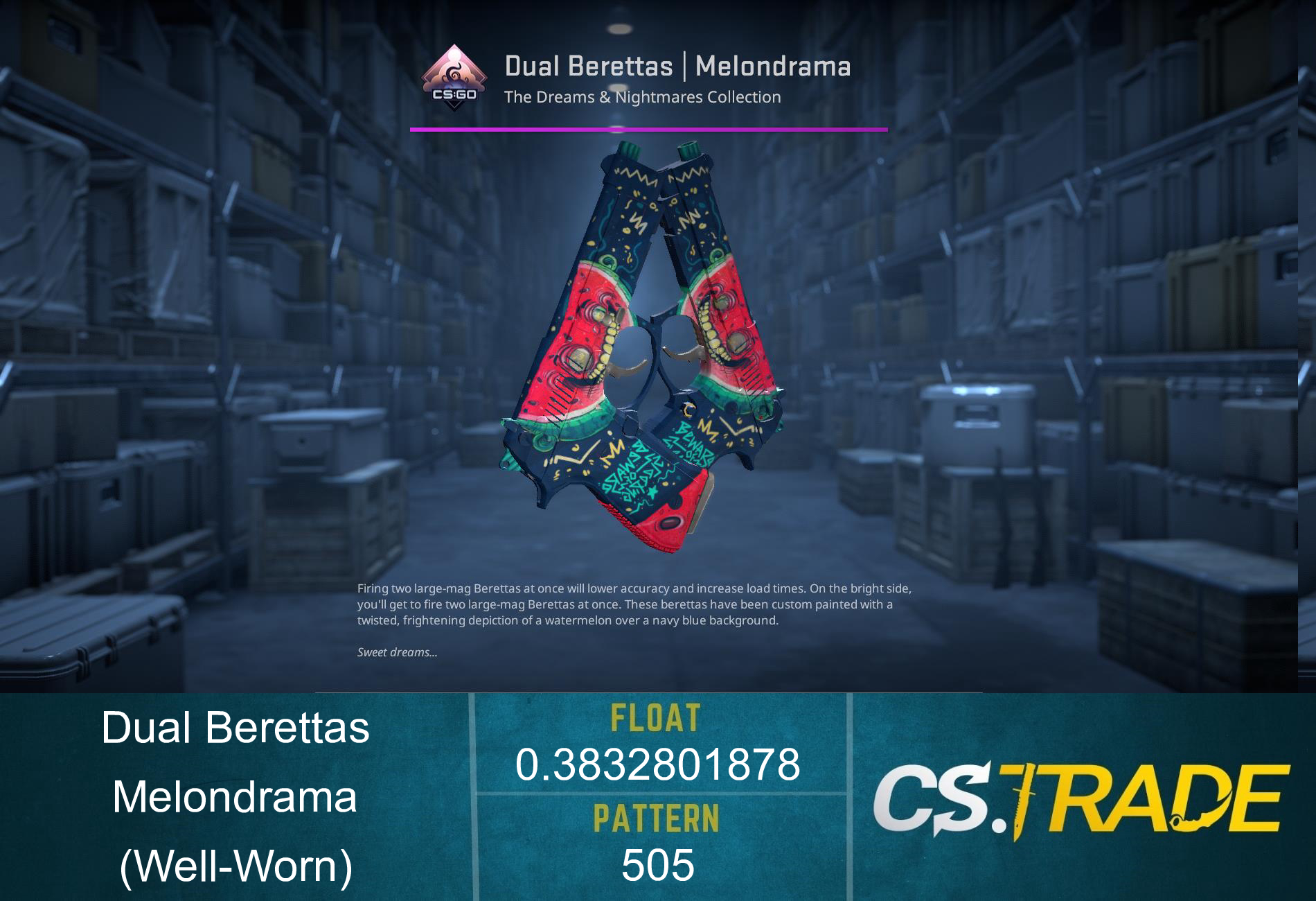 Dual Berettas | Melondrama (Well-Worn) Screenshot