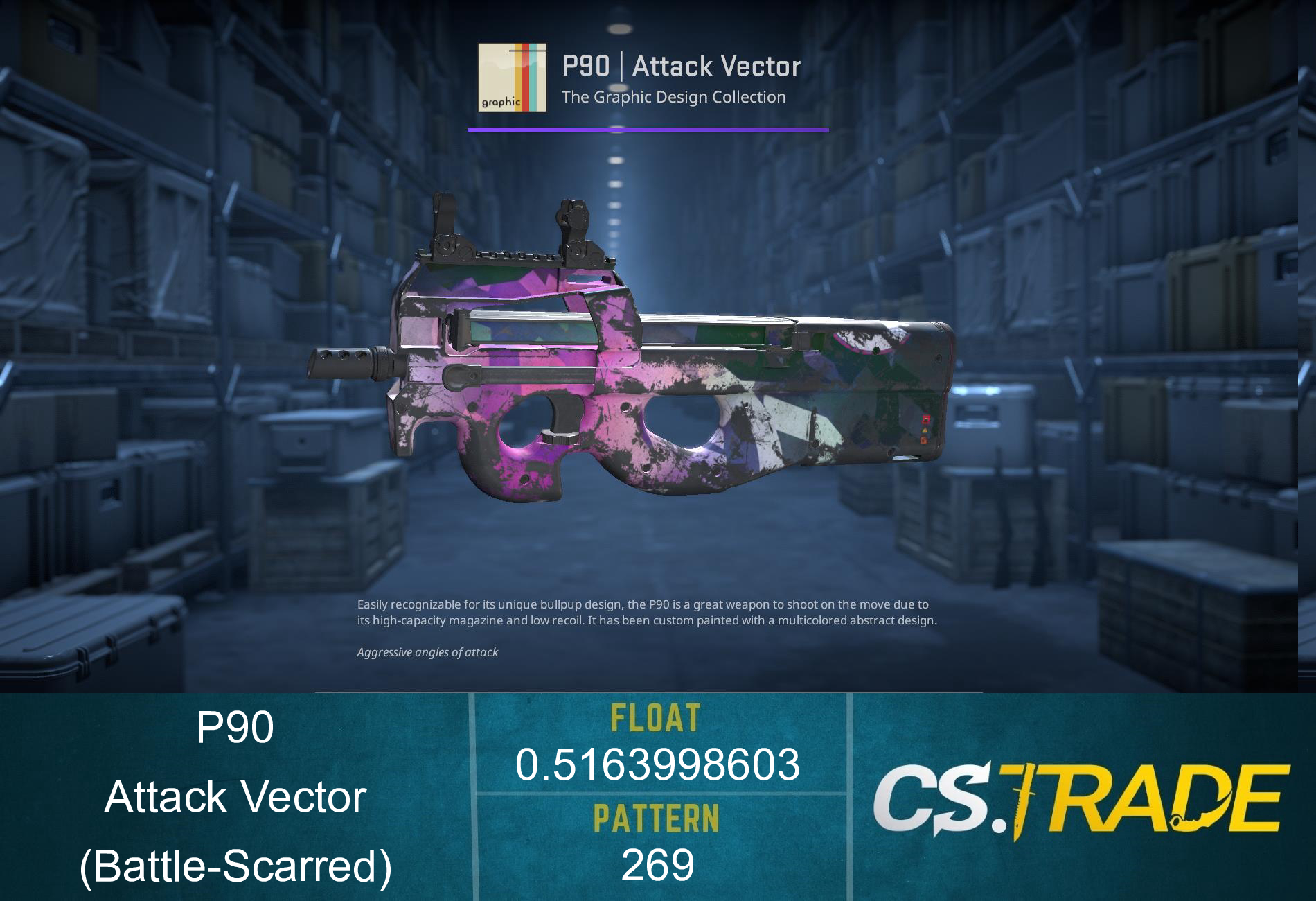 P90 | Attack Vector (Battle-Scarred) Screenshot