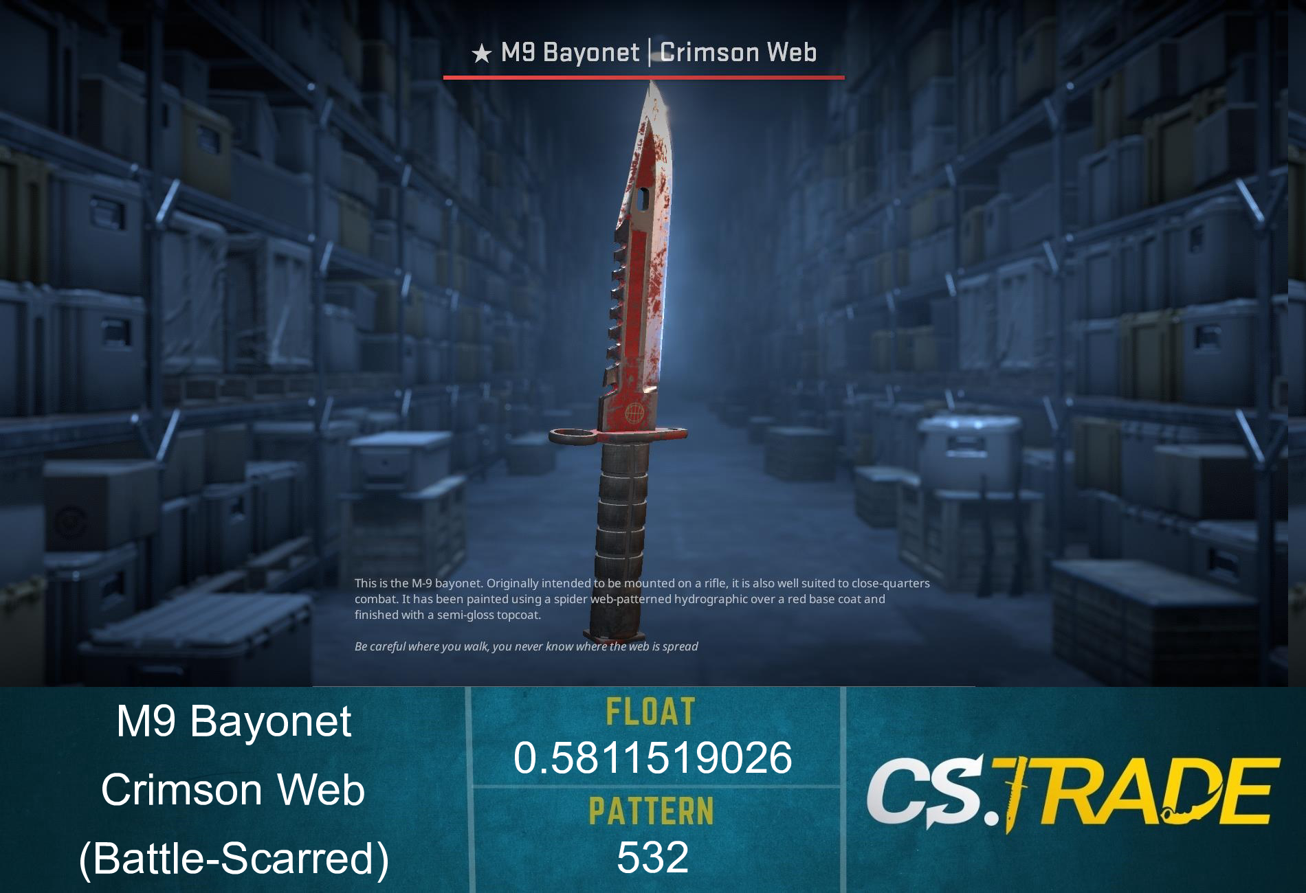 ★ M9 Bayonet | Crimson Web (Battle-Scarred)