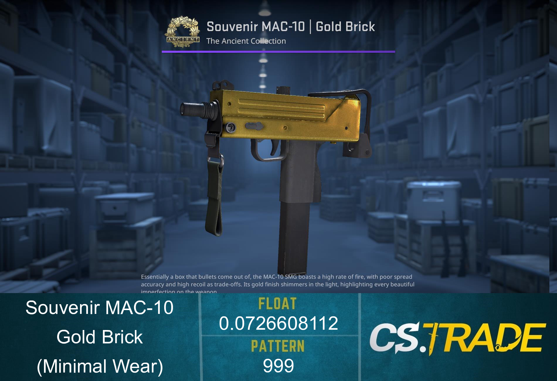 MAC-10 | Gold Brick (Minimal Wear) Screenshot