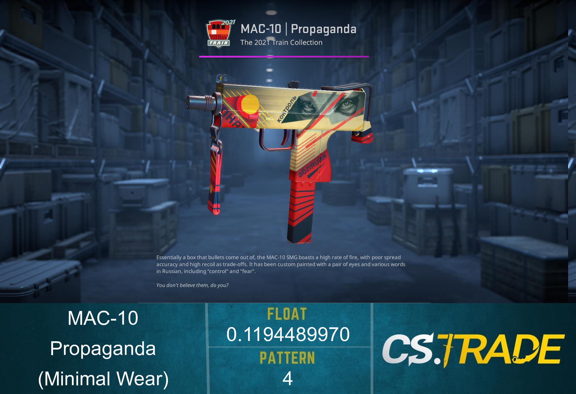 MAC-10 | Propaganda (Minimal Wear) Screenshot