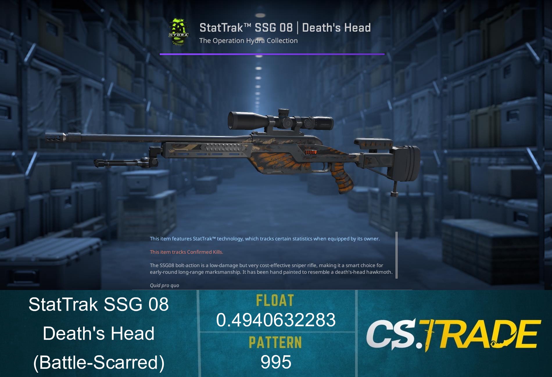 StatTrak™ SSG 08 | Death's Head (Battle-Scarred) Screenshot