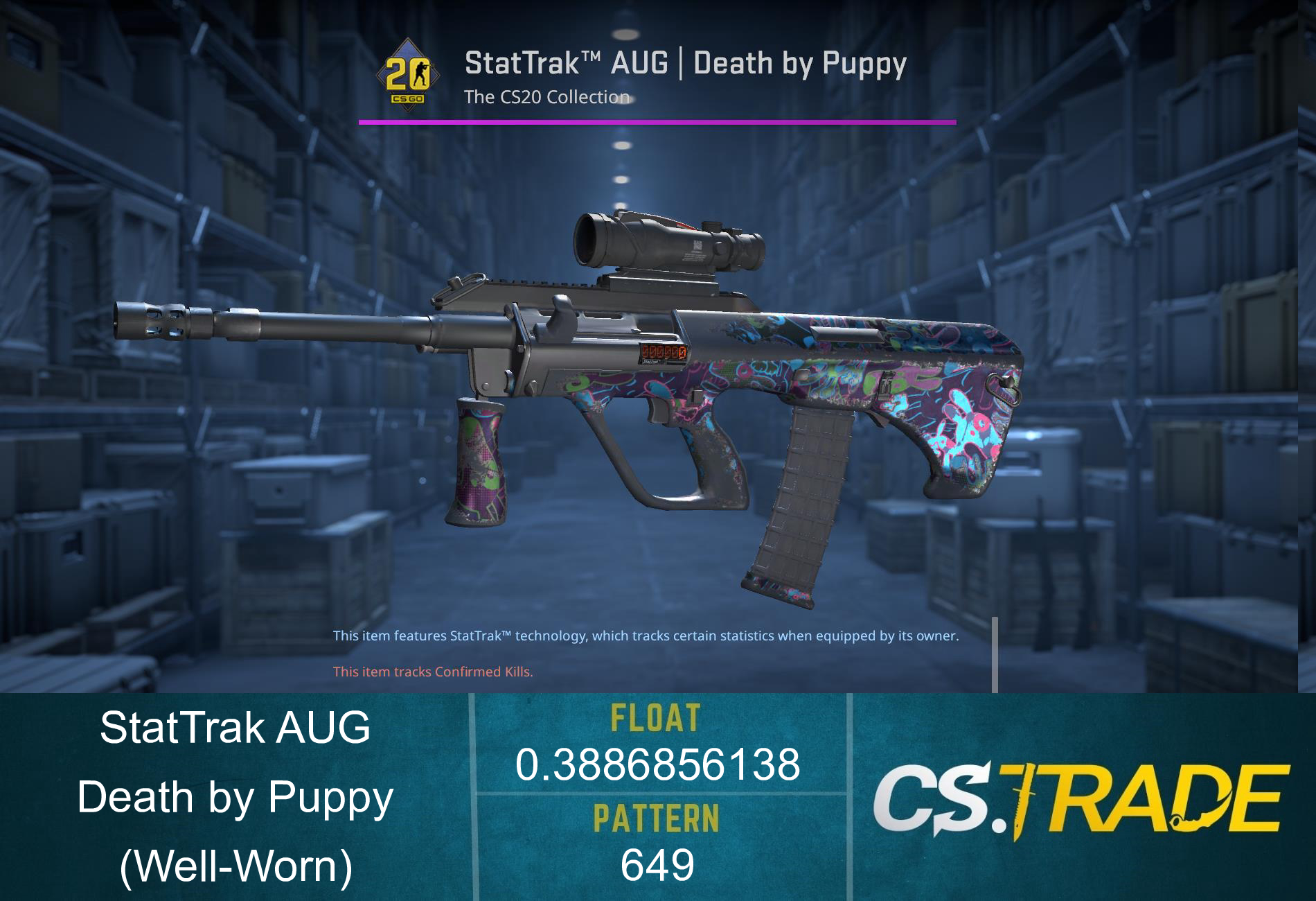 StatTrak™ AUG | Death by Puppy (Well-Worn) Screenshot