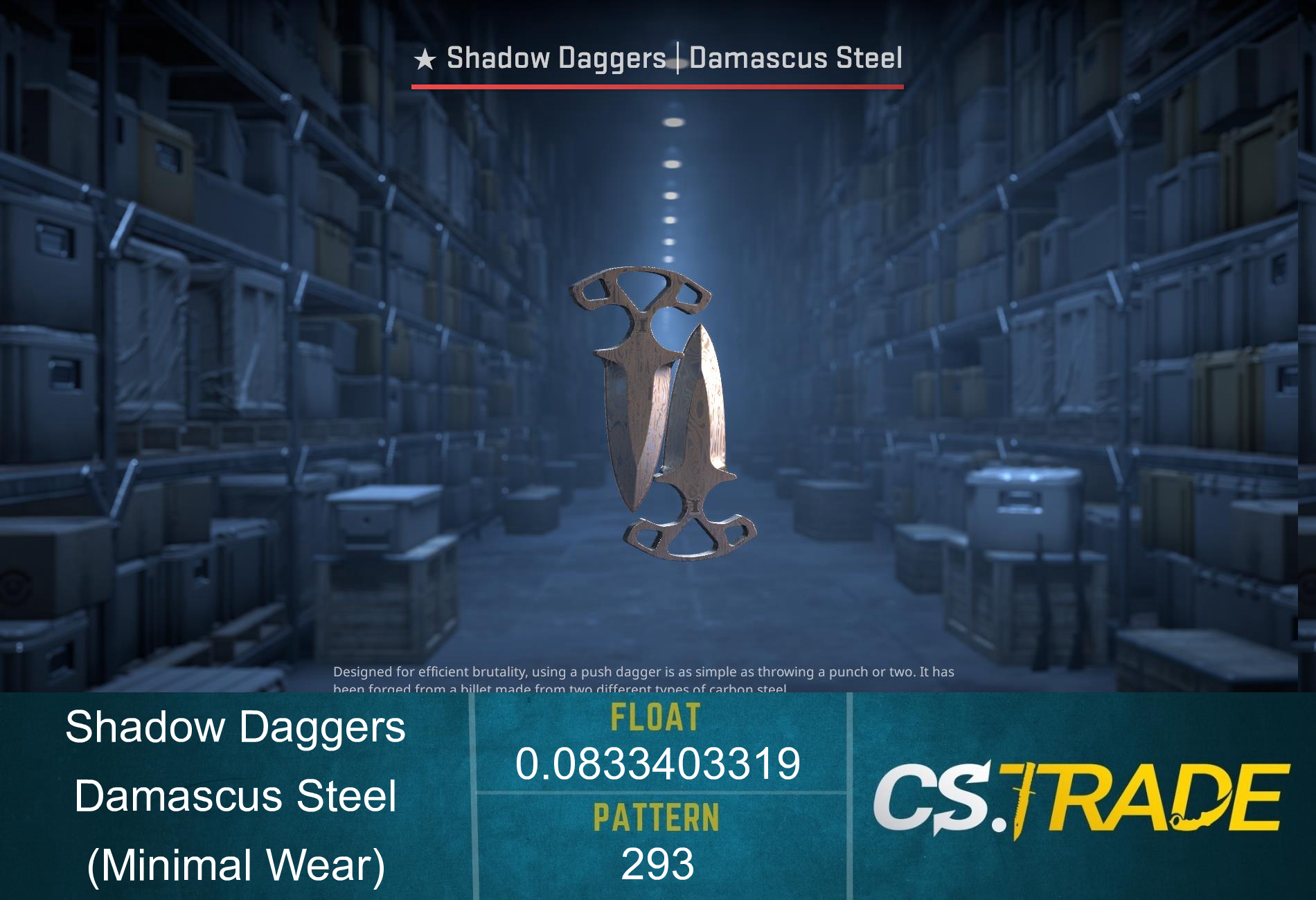 ★ StatTrak™ Shadow Daggers | Damascus Steel (Minimal Wear) Screenshot